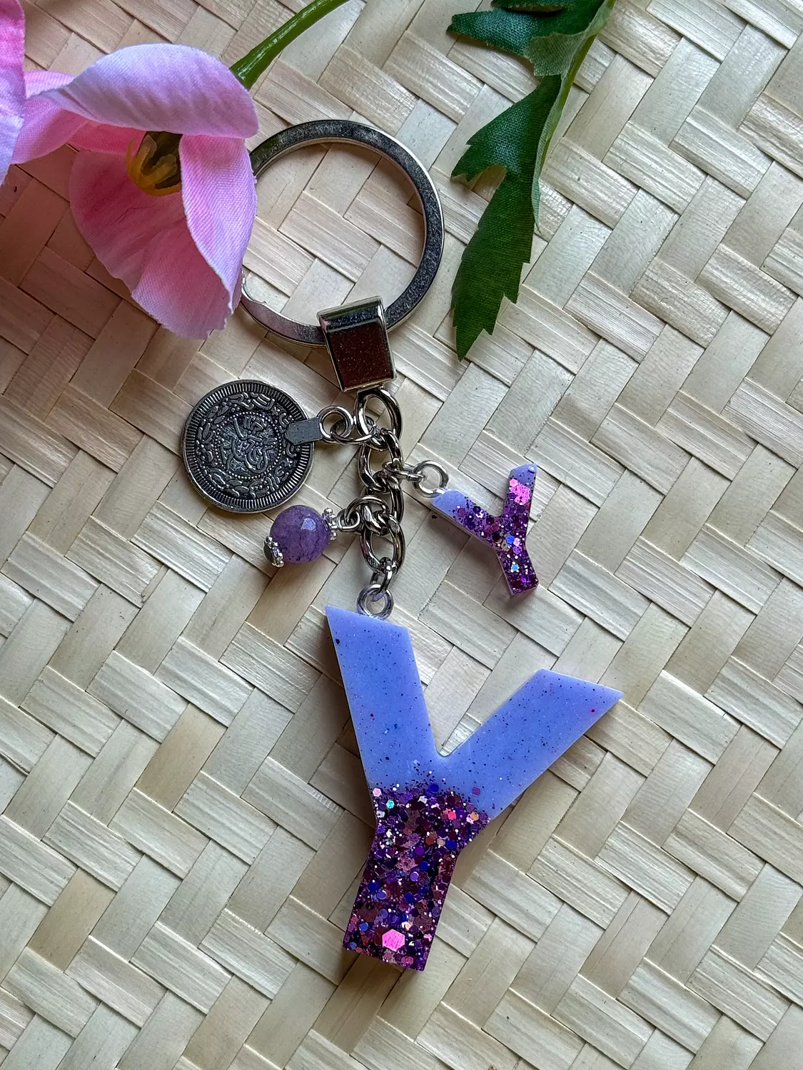 Resin Letters Keychain ( Glitter Purple ) "By Order" 19