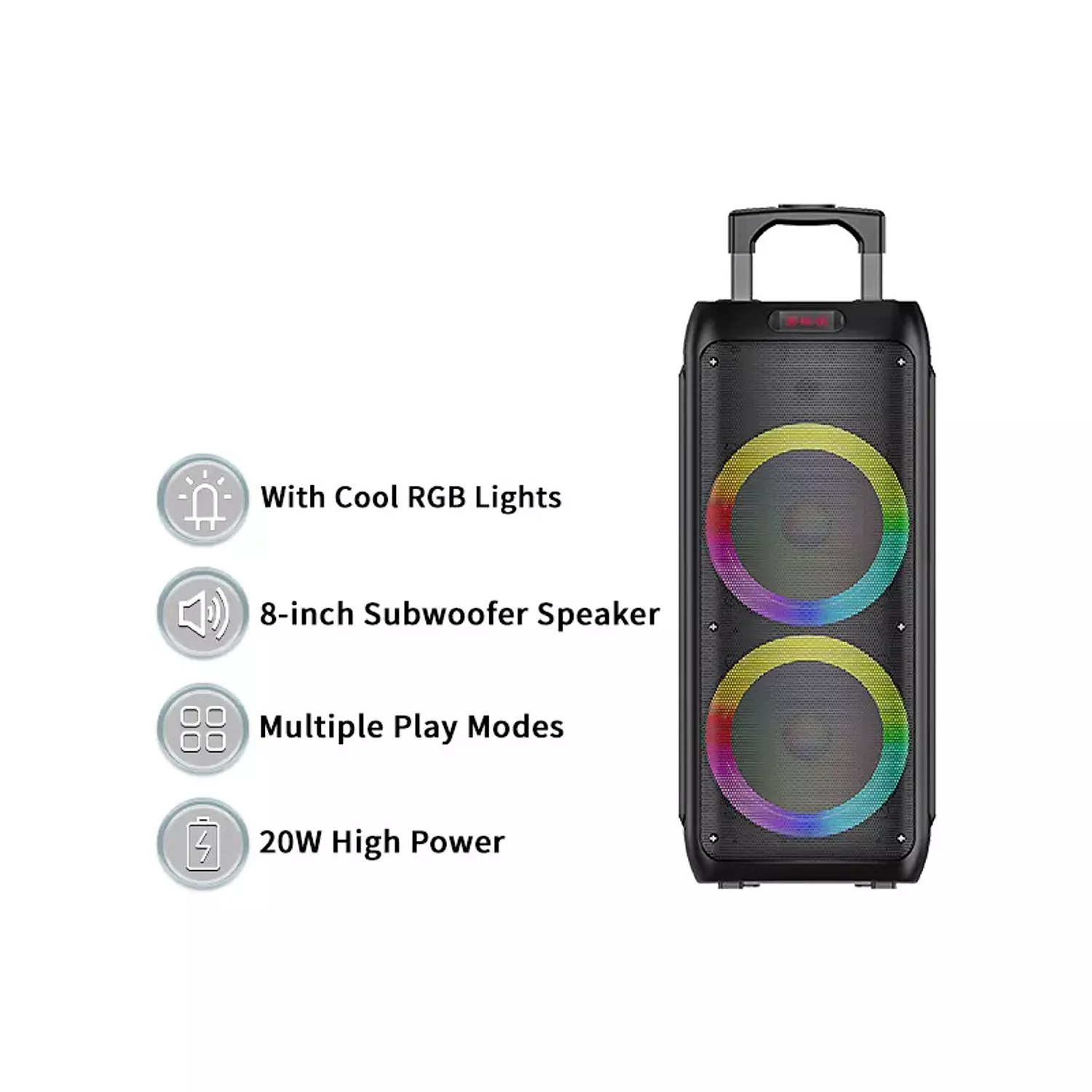 BOX300 Wireless Portable Speaker - 3600mAh Rechargeable Battery - Bluetooth - Dynamic Lighting - Wheels for Easy Transport 5