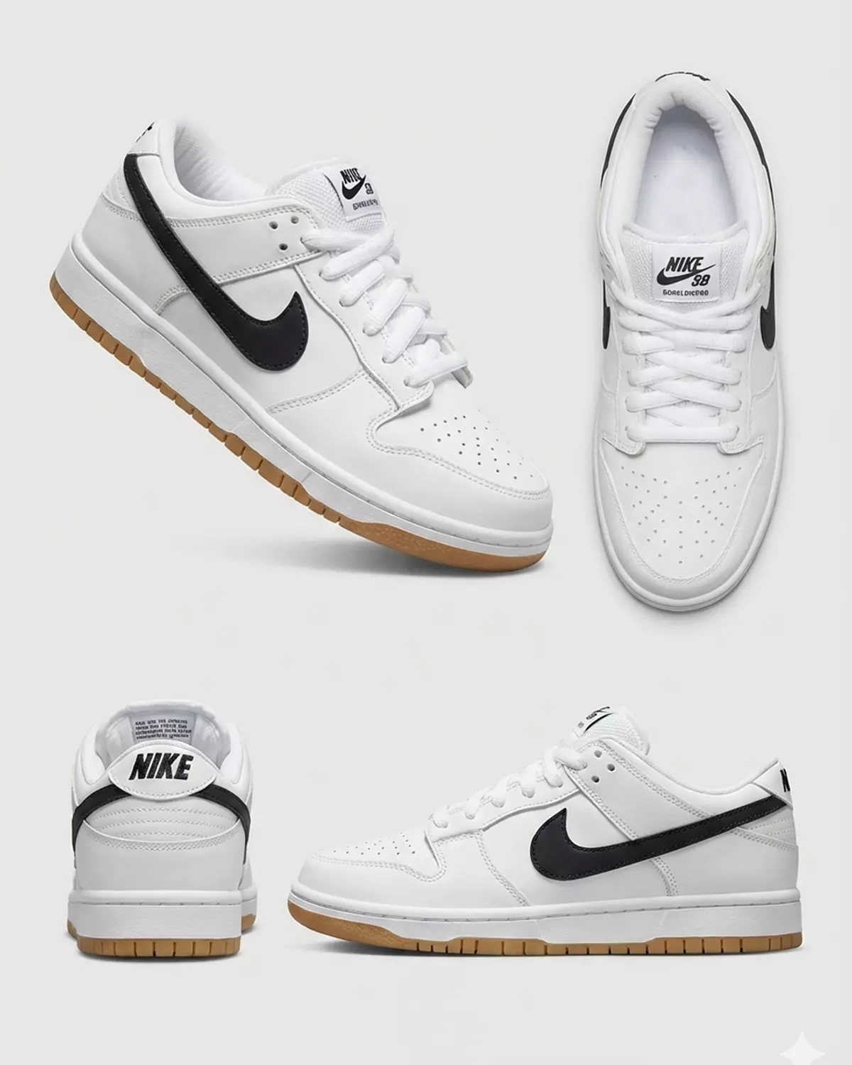 Nike SB Dunk Low White Black Gum 1