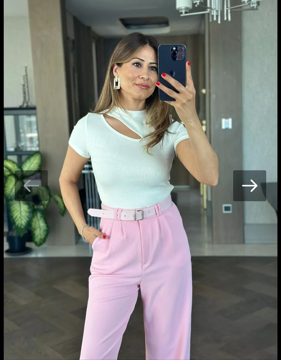 Pink Classic Pants with Belt  image