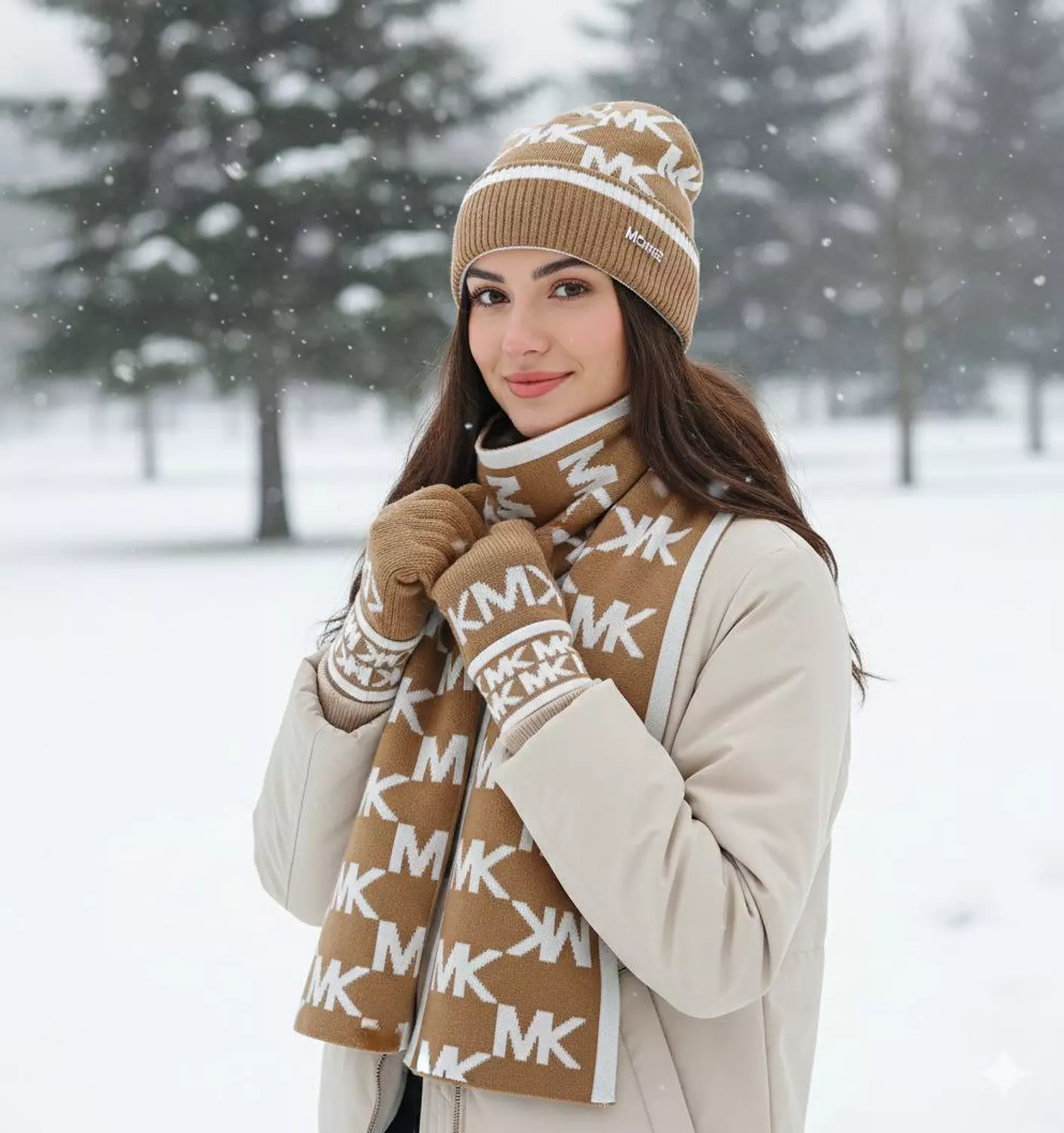Michael Kors  A beanie hat and matching gloves  image