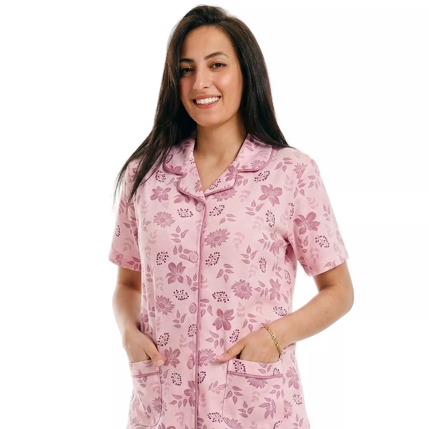  بيجاما حريمي كلاسيك مطبوع ورق شجر - 2525 - روز hover image