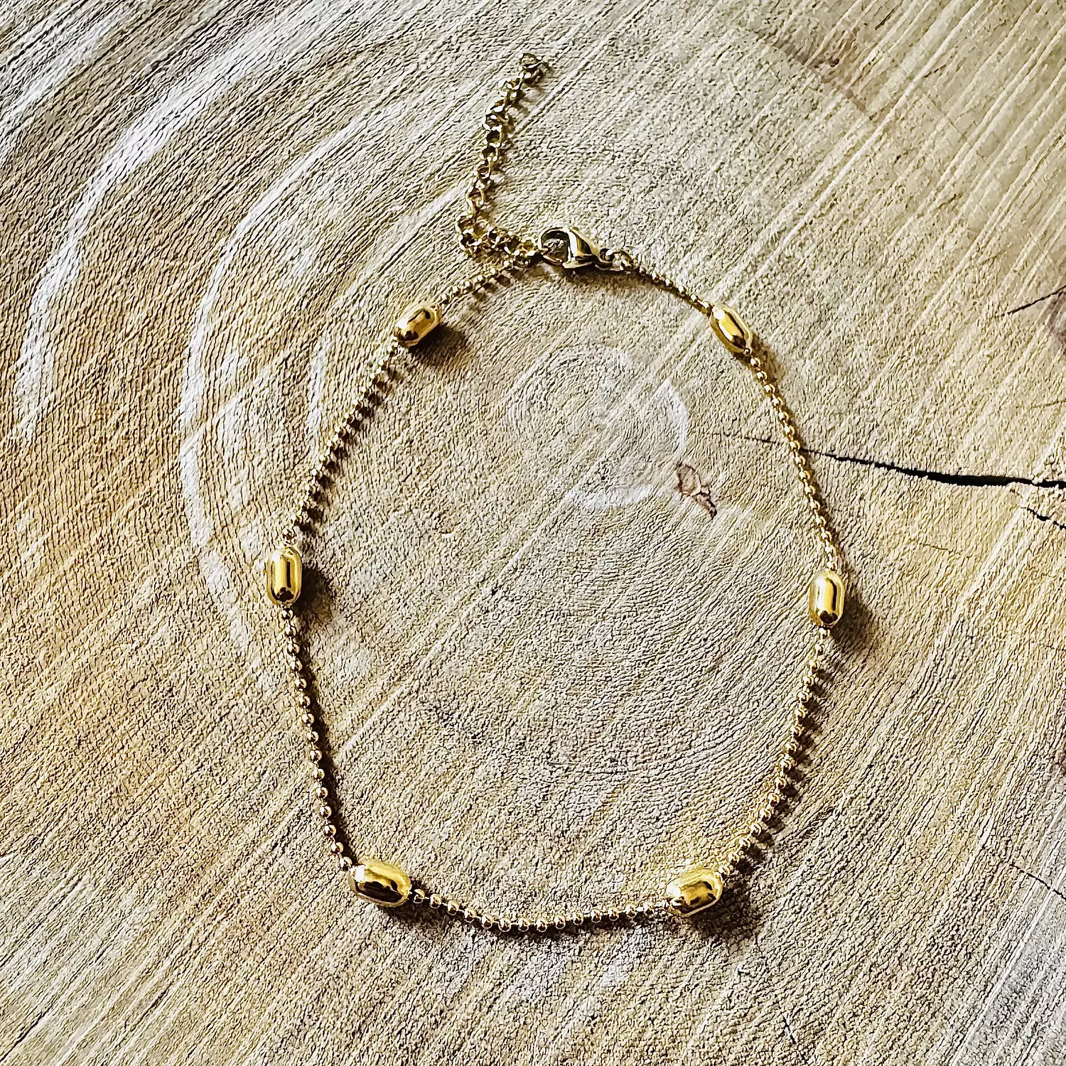 Mixed beads gold anklet hover image