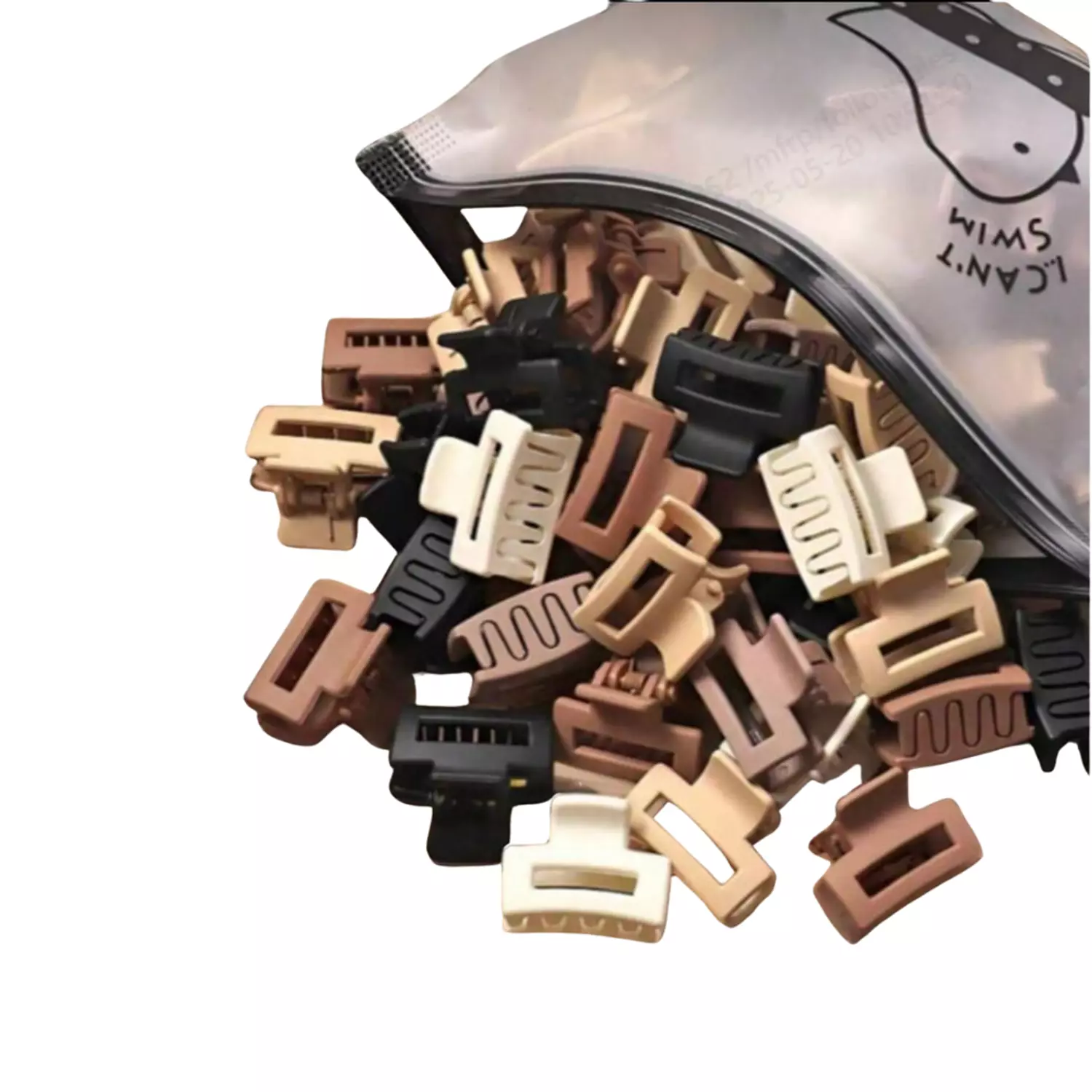 6 Pc Cafe Au Lait Mini Block Claw Clips Set image