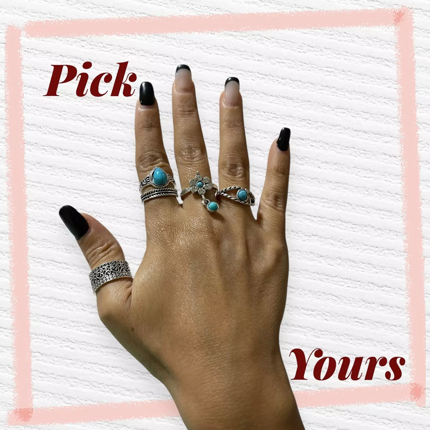 Vintage Oasis Turquoise Drops - 5 rings image