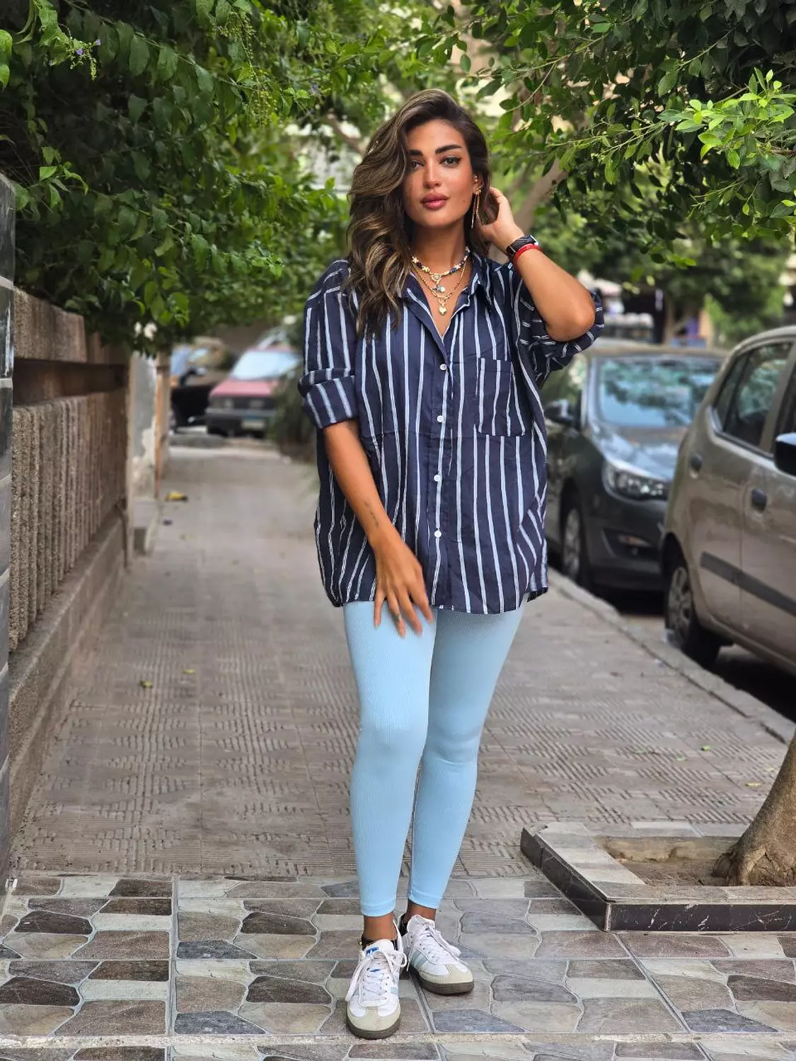 Baby Blue Cotton Ribbed Leggings  image
