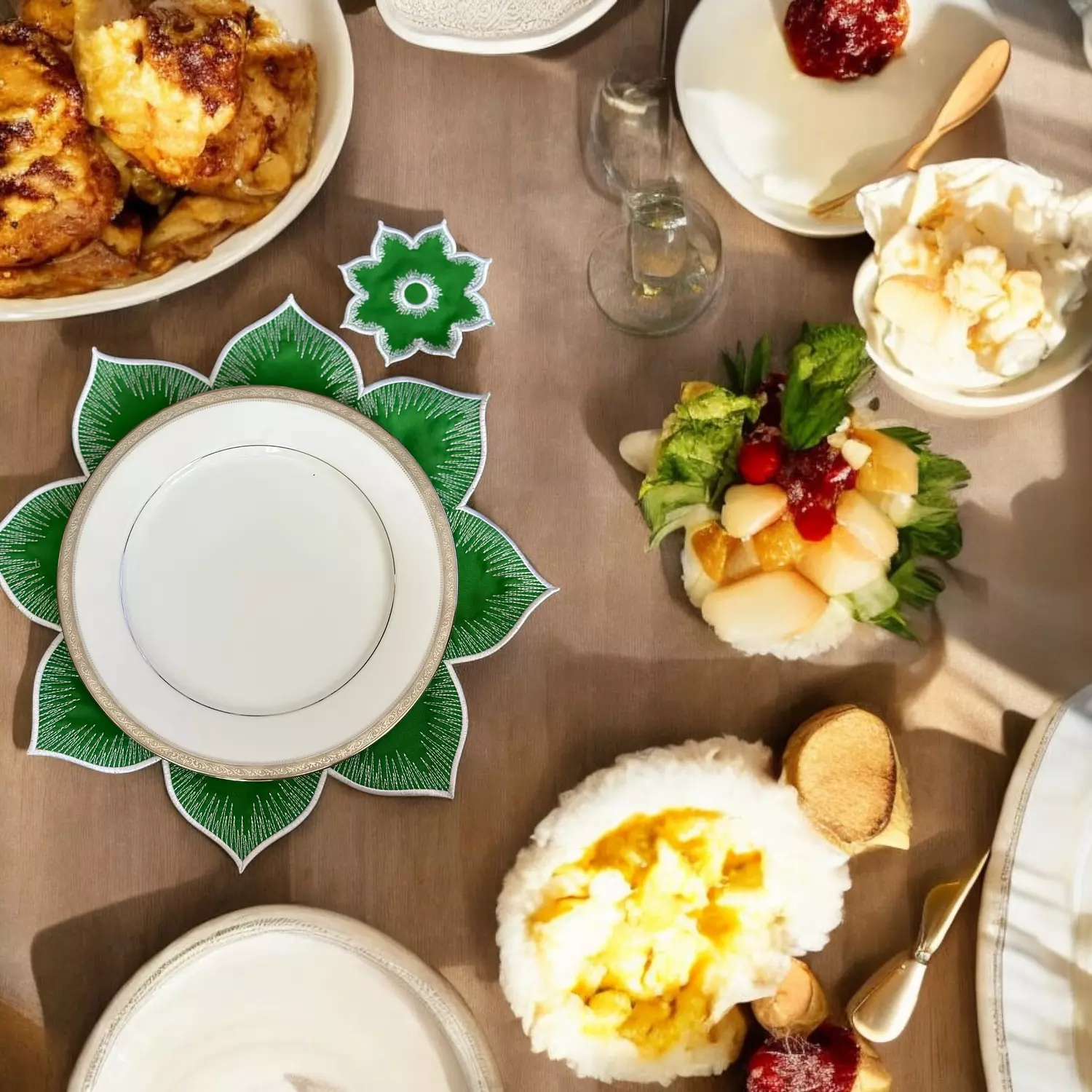 Placemat Set of 6 " Green Flower "-2nd-img