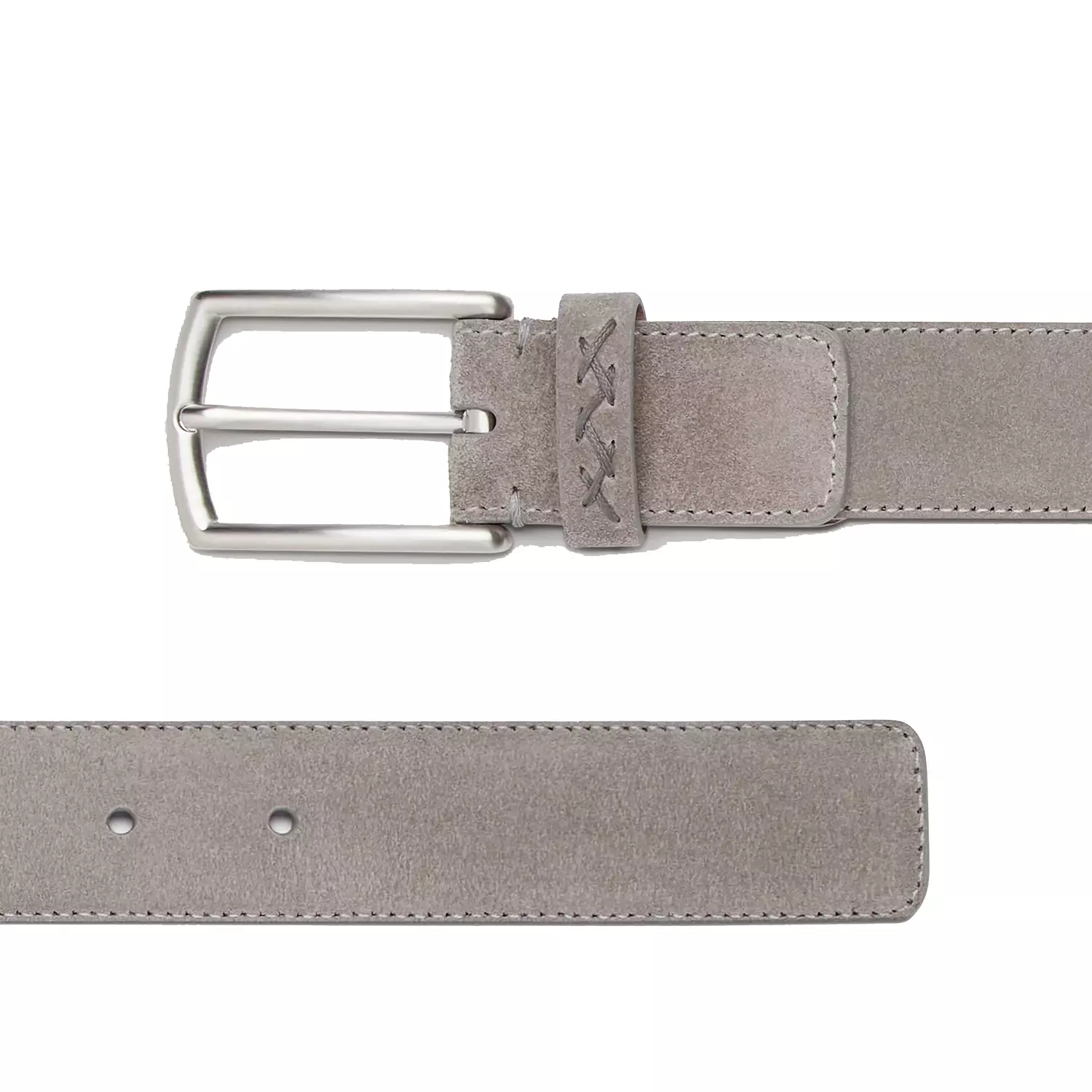 Zegna Triple Stitch suede belt in grey hover image