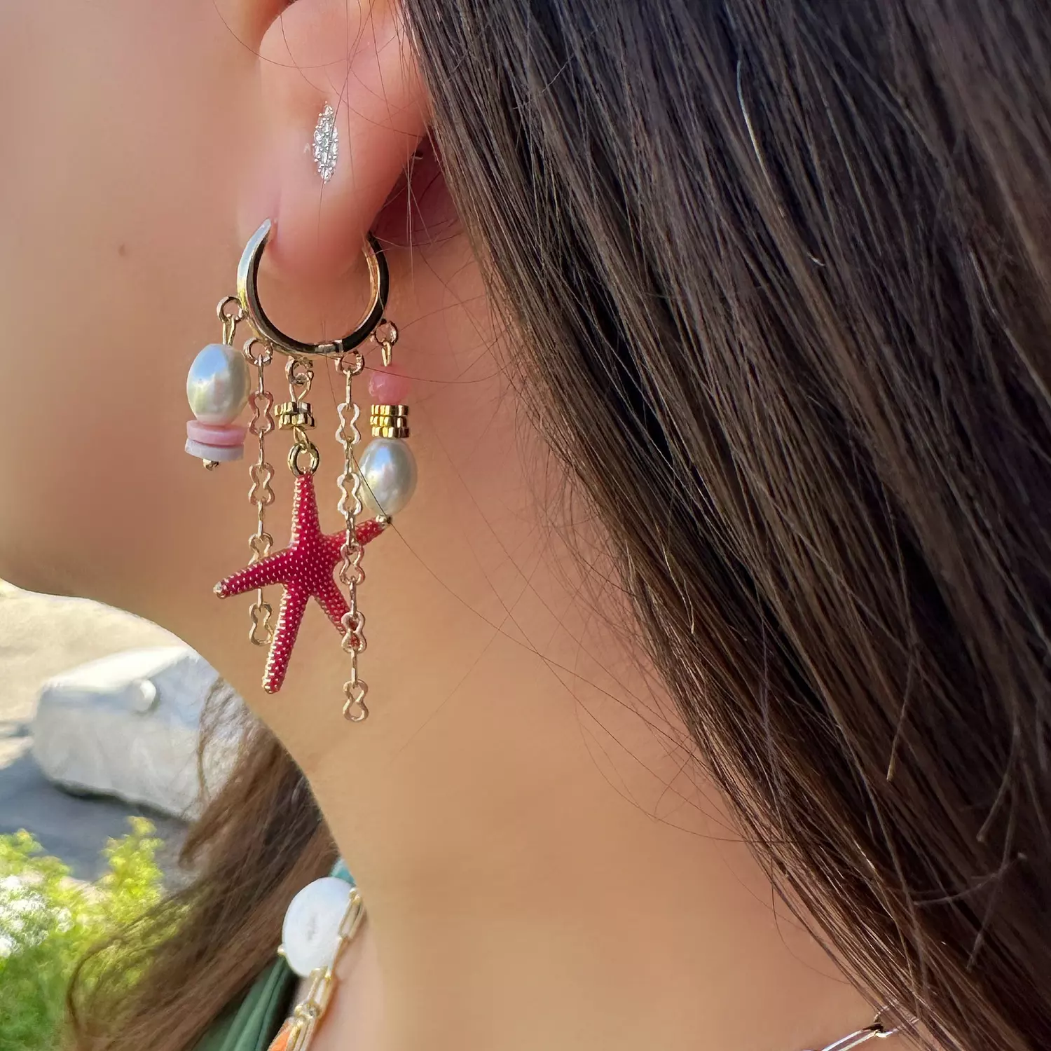 Coral Star Earrings  hover image