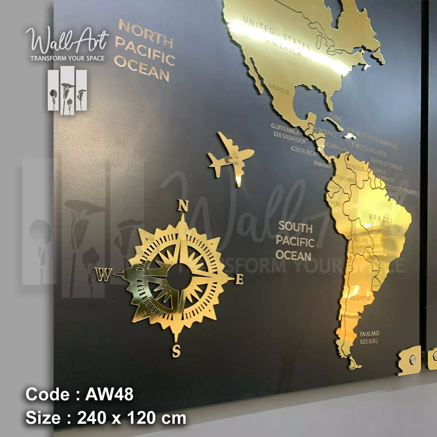 AW48-Engraved World Map  8
