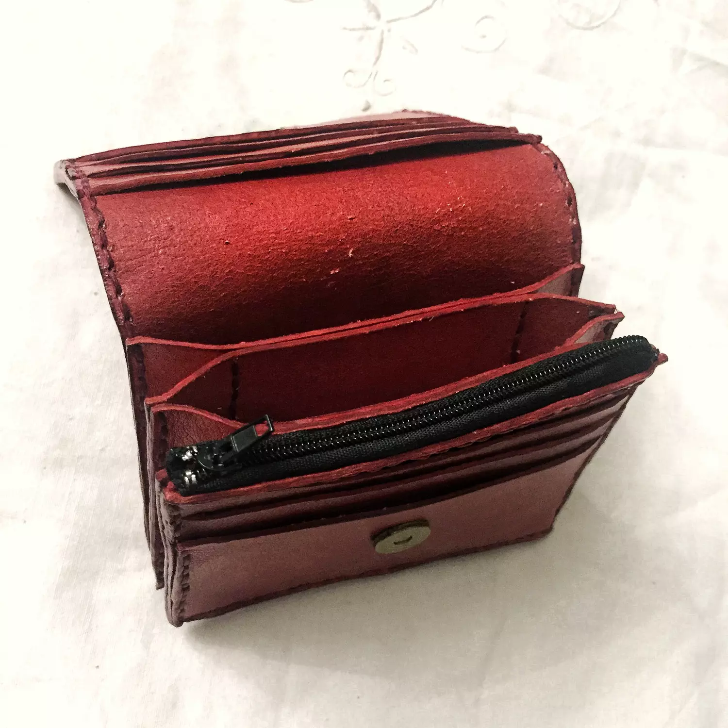 Floral tooled folded leather Wallet  3