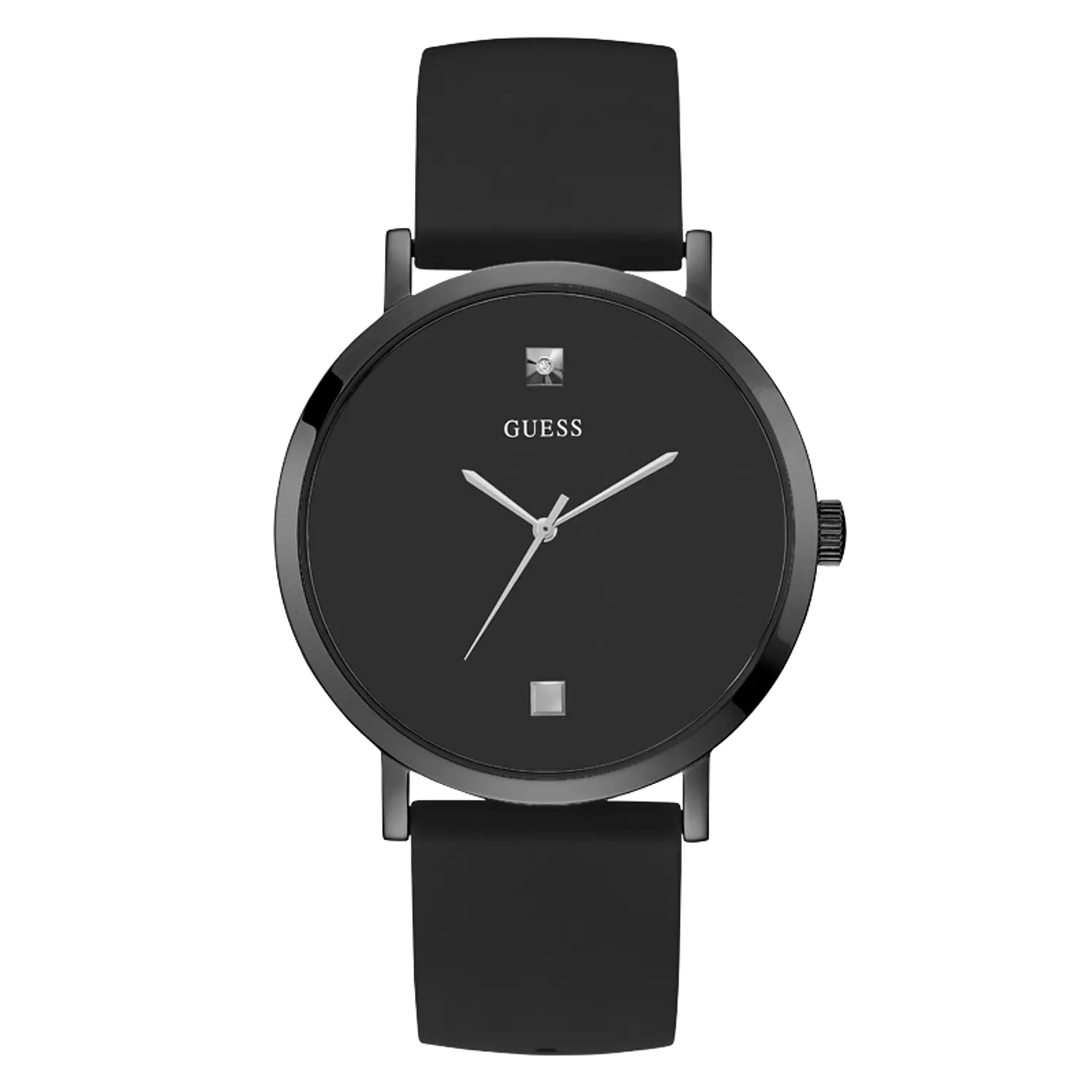 Guess W1264G2 Gents Watch -Round Shape Black Silicone Strap