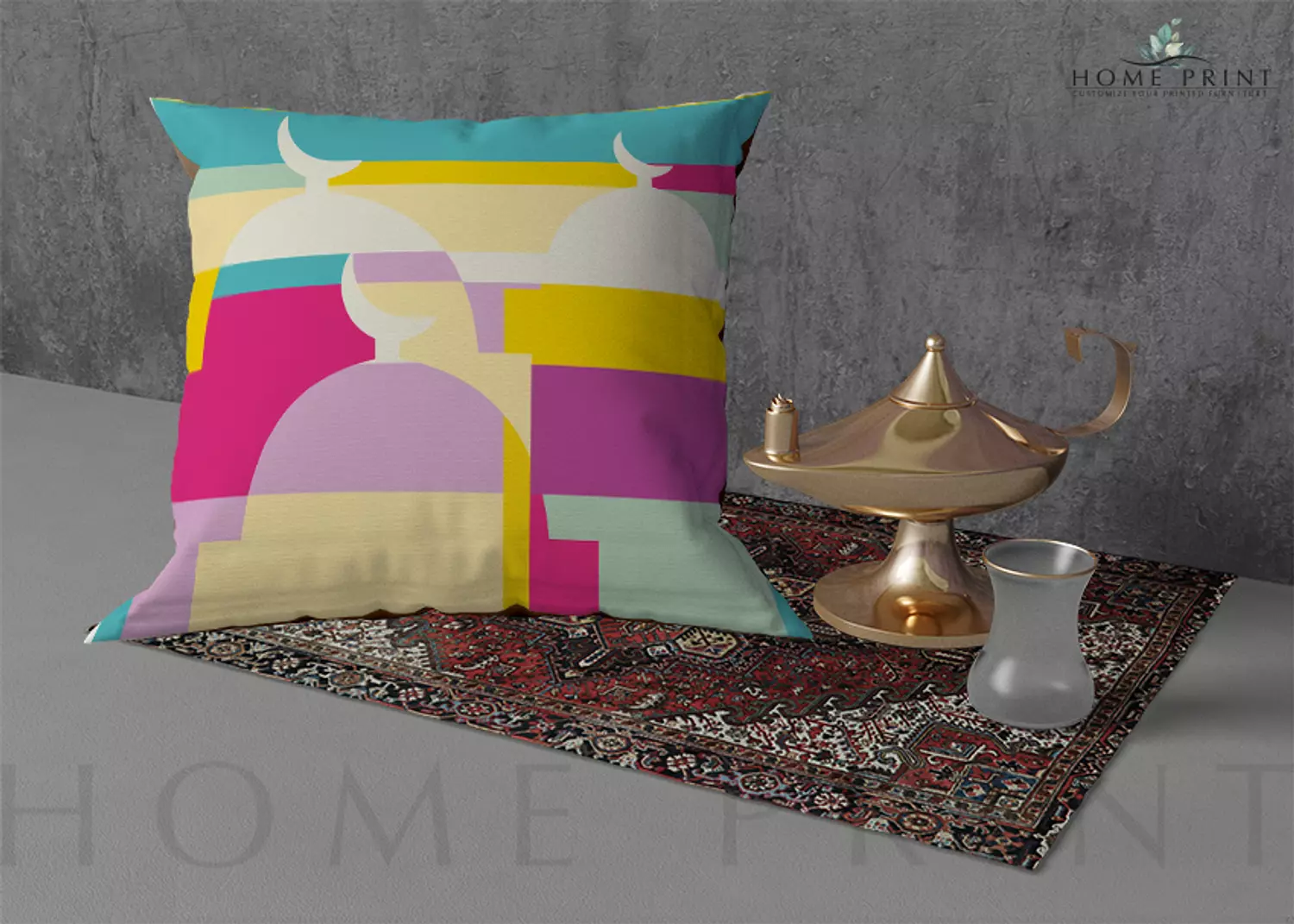 Ramadan Cushion - Islamic Mosques - Pastel Colors image