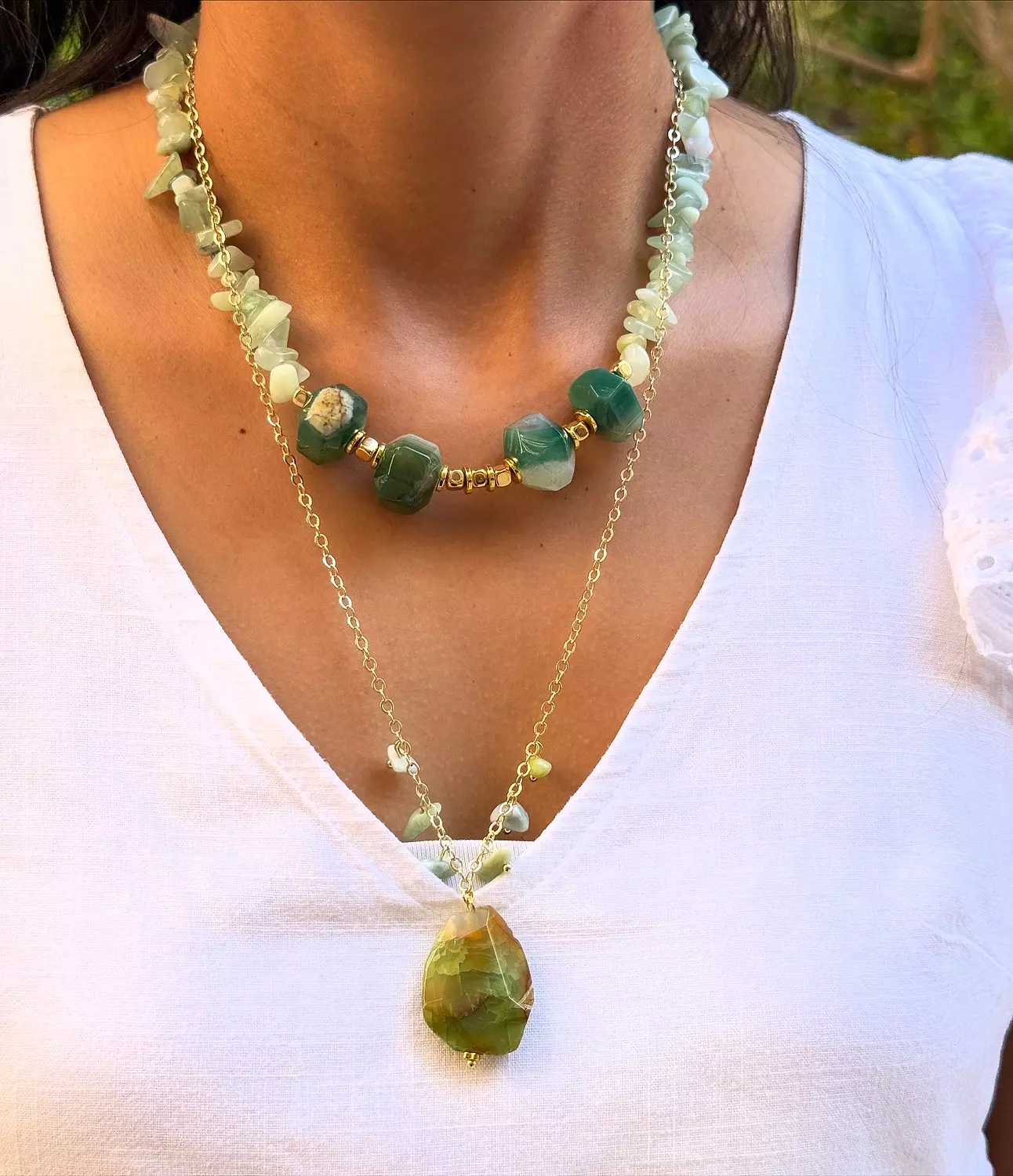 Green Agates Set☘️ 2