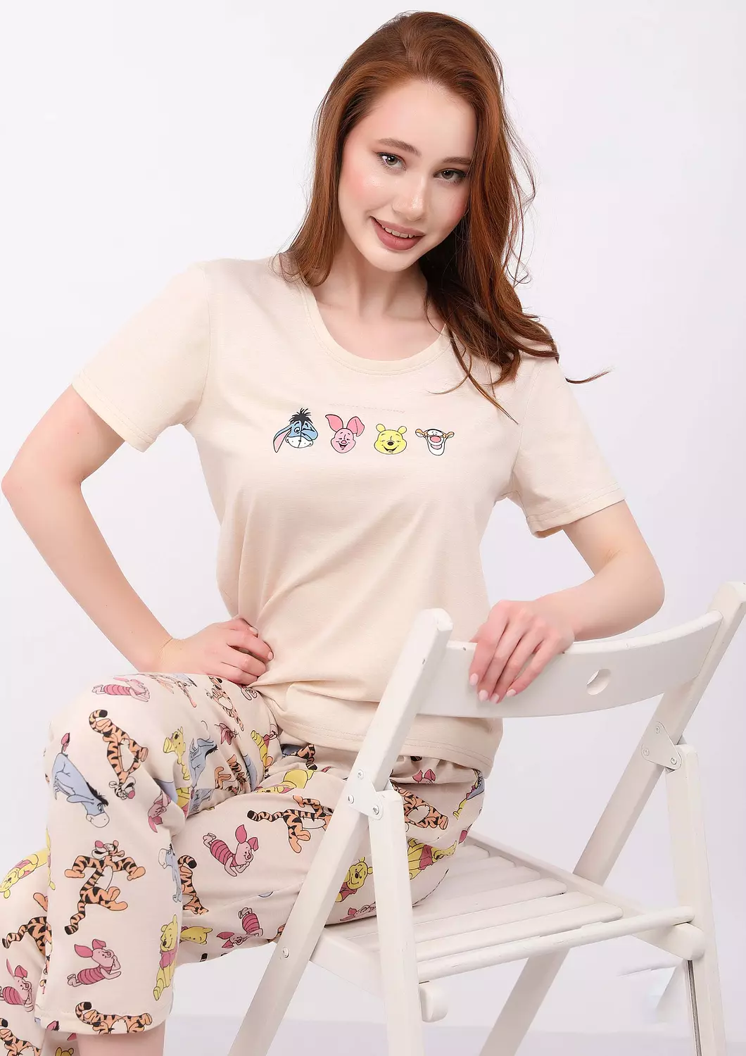 S144 Winnie The Pooh FULL-LENGTH PANTS Pajama Set 2