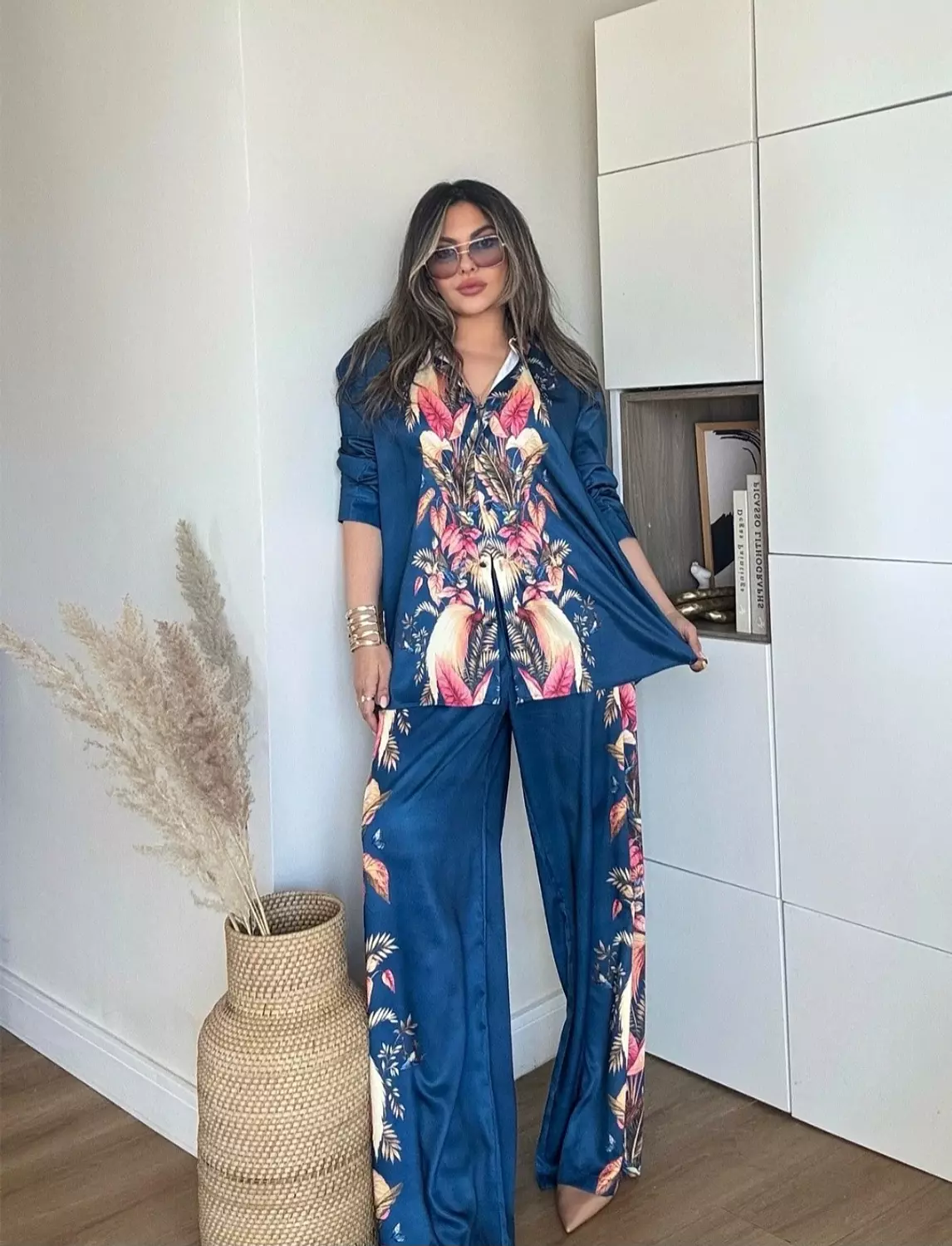 Navy blue bird satin set 🐦 4