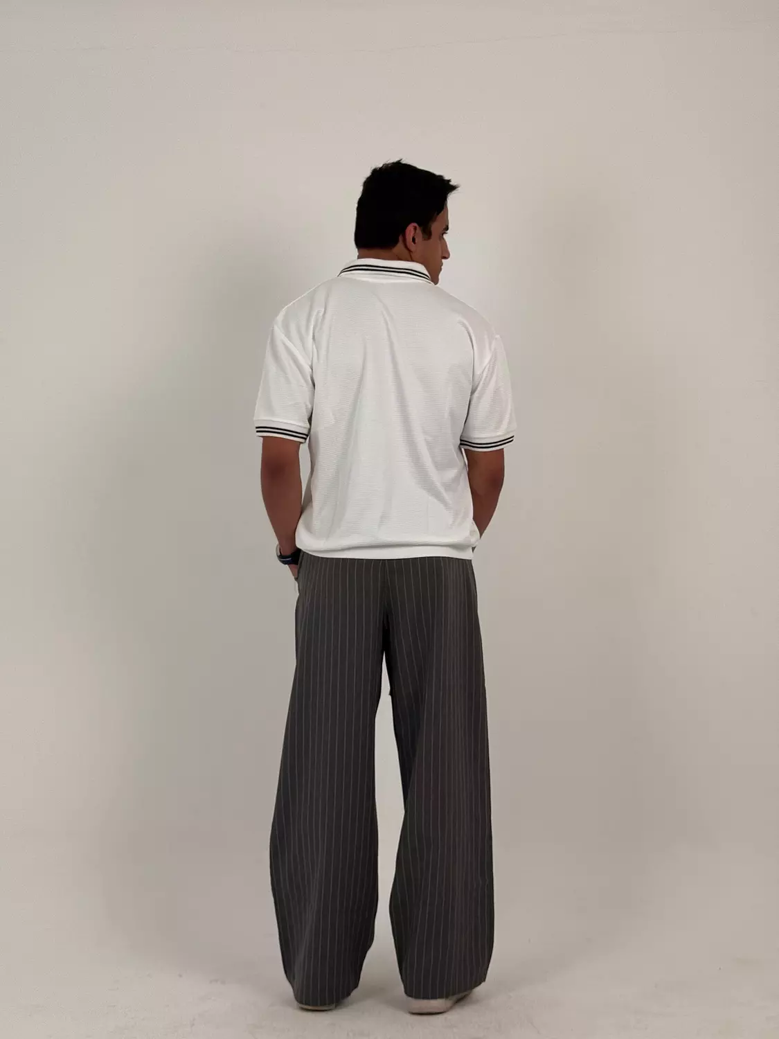 Wide Leg Stripped Pants - Men 4