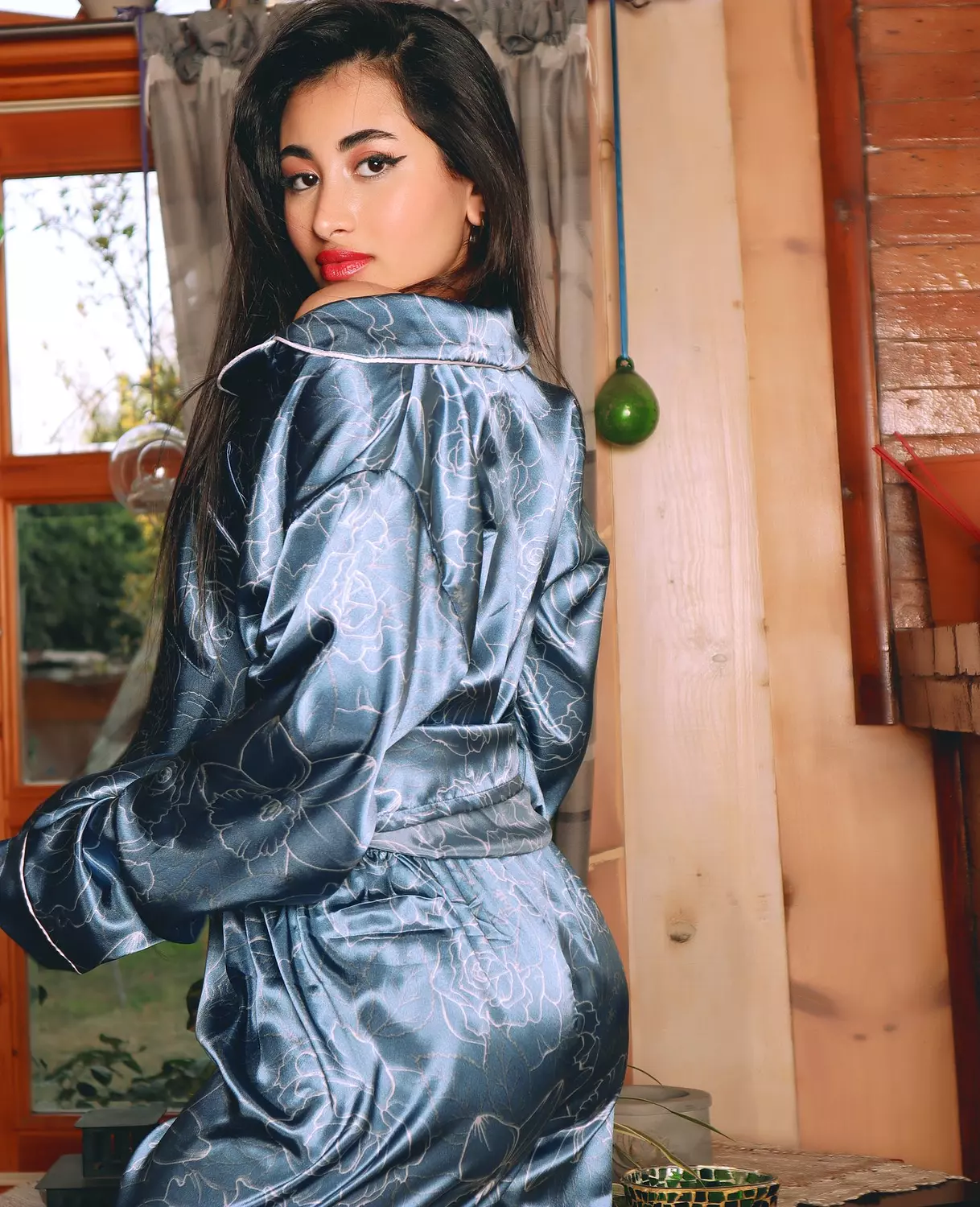 Floral Satin 2-Piece Pajama image