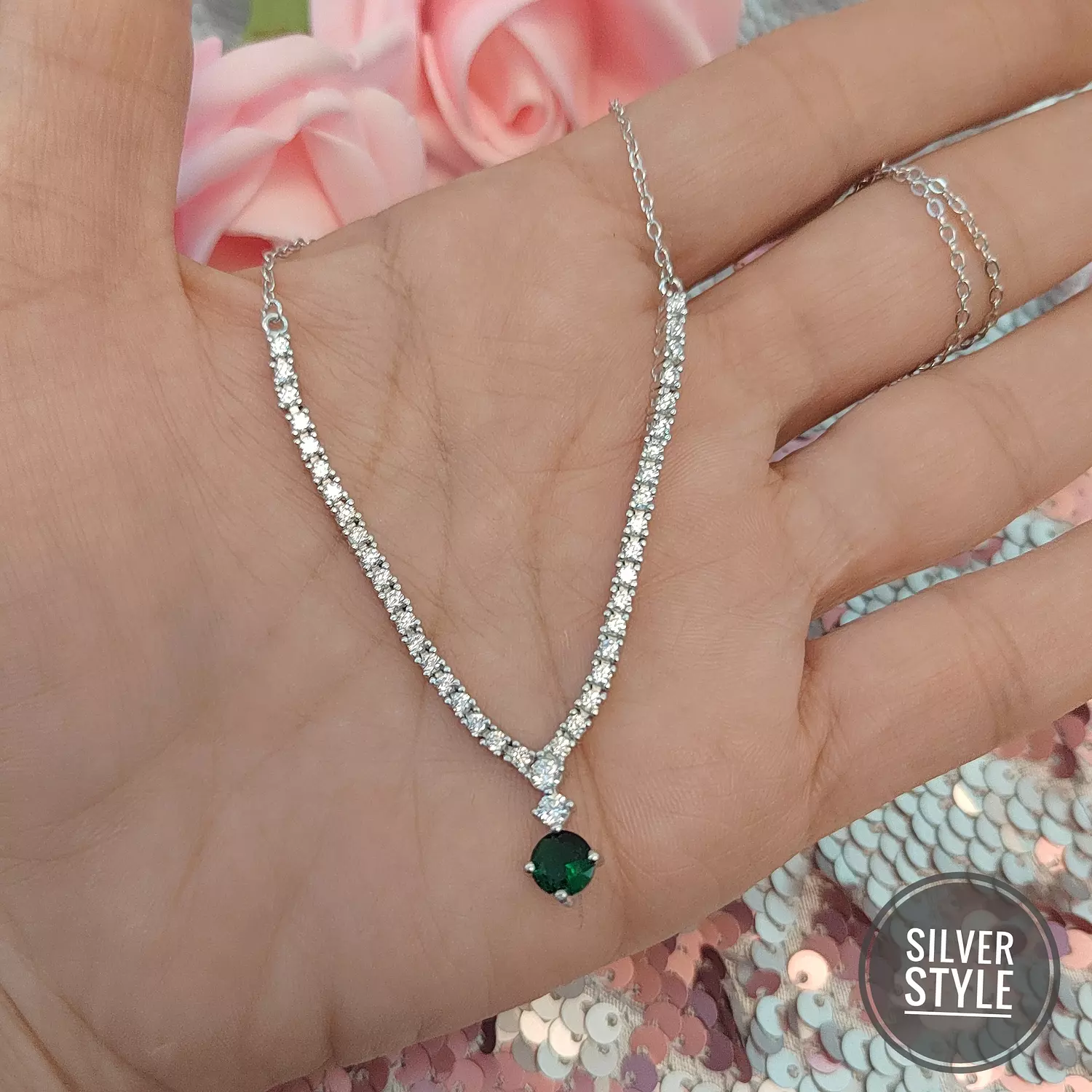 Green Tennis Necklace  image