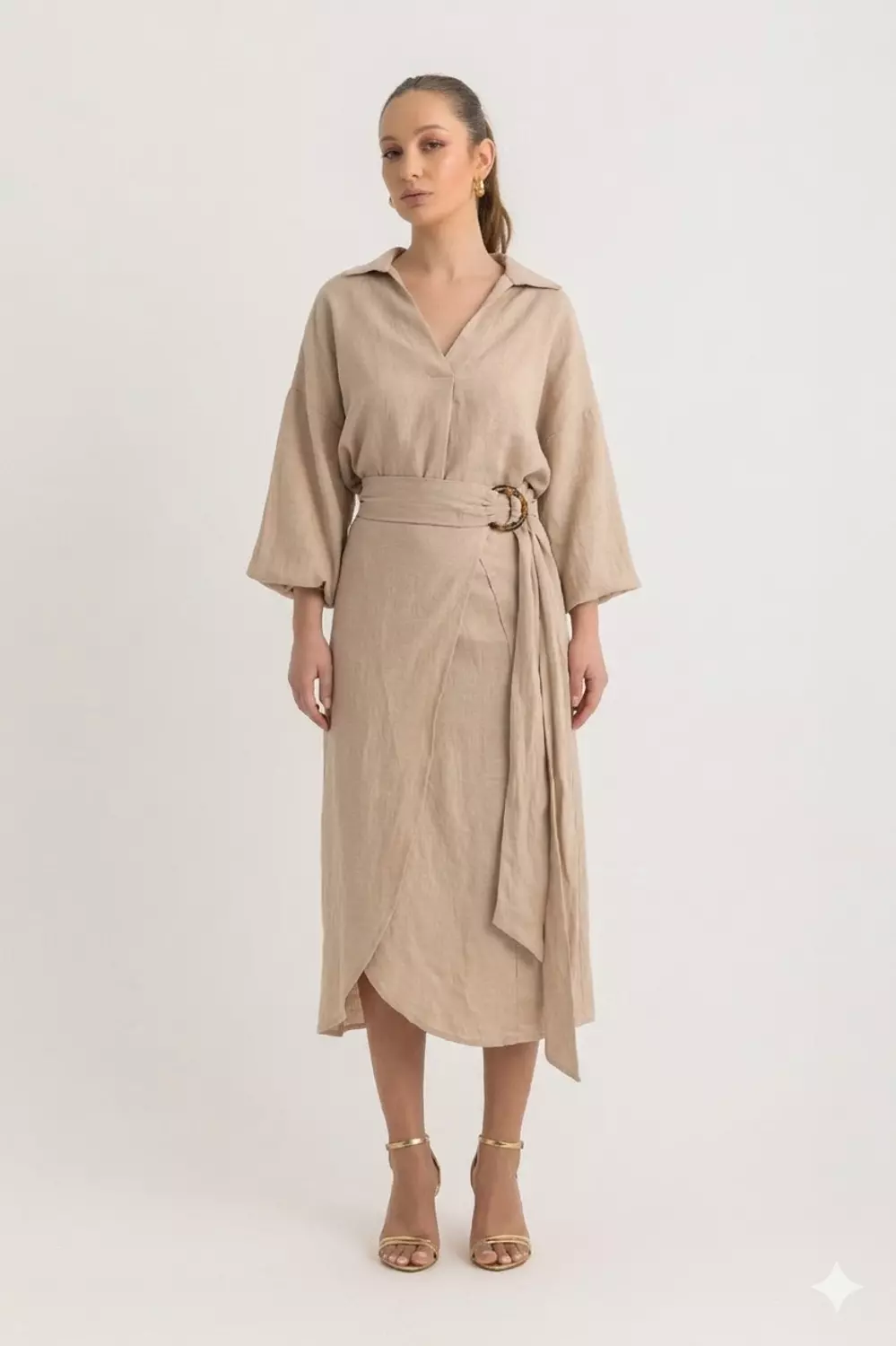 The Rita Wrapped Skirt Beige image