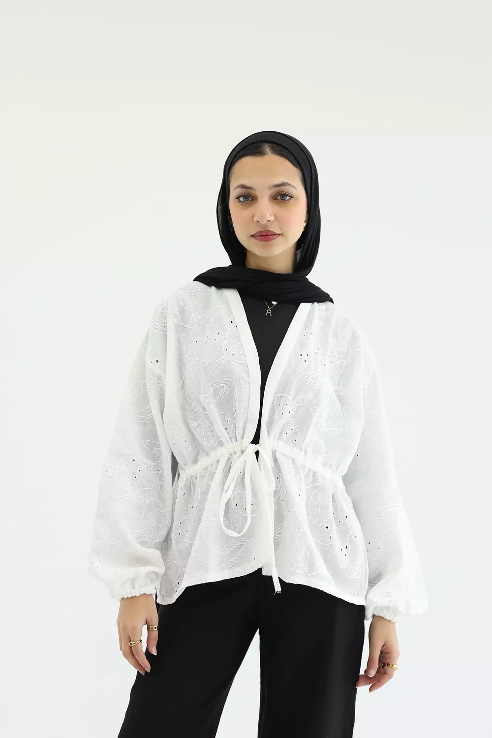 White flowered stomach cardigan 2