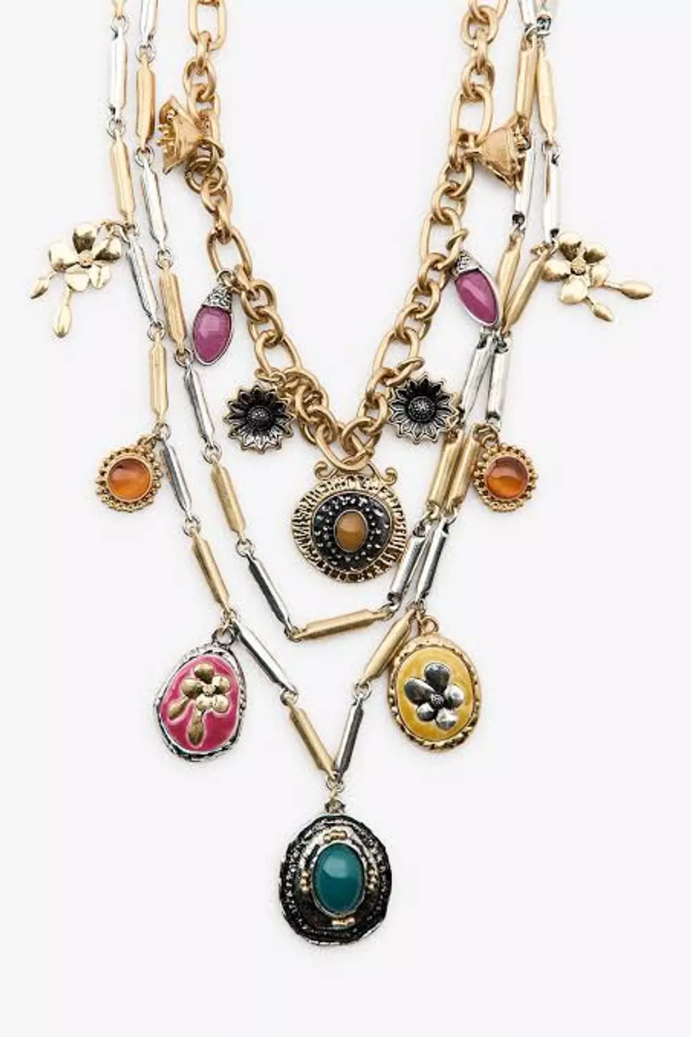 Boho triple stack charm necklace  hover image