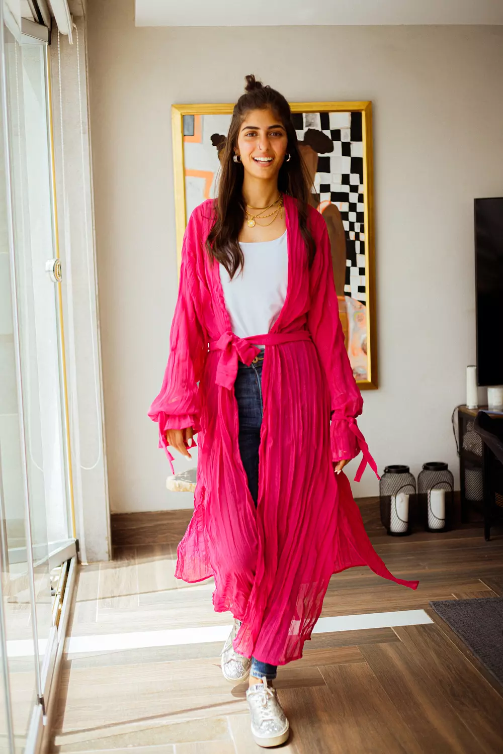 Pink crushed kimono  image