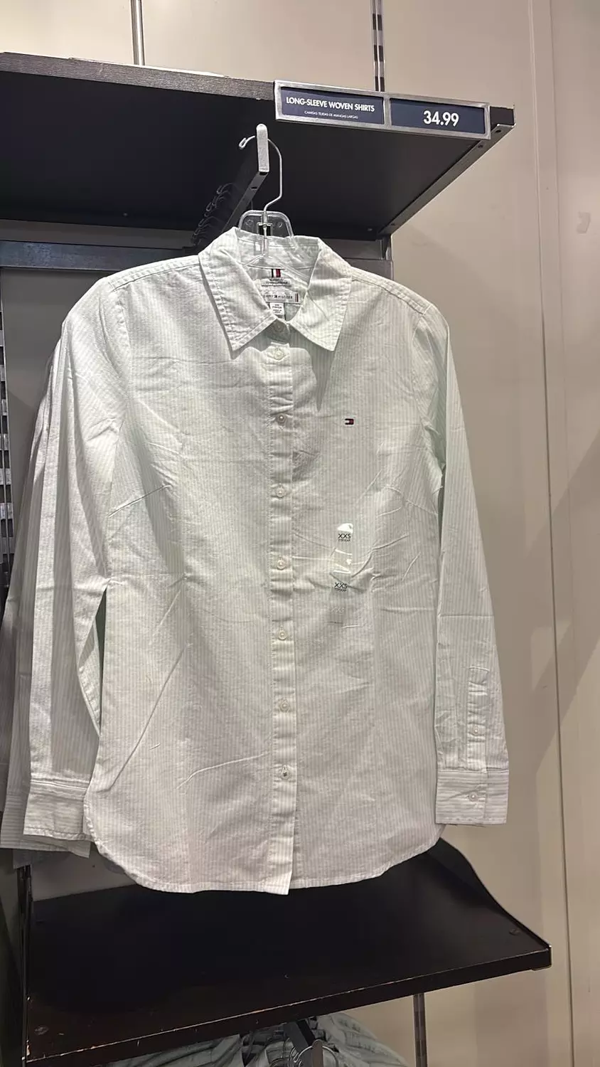Tommy Hilfiger Women’s Light Green Pinstripe Shirt image