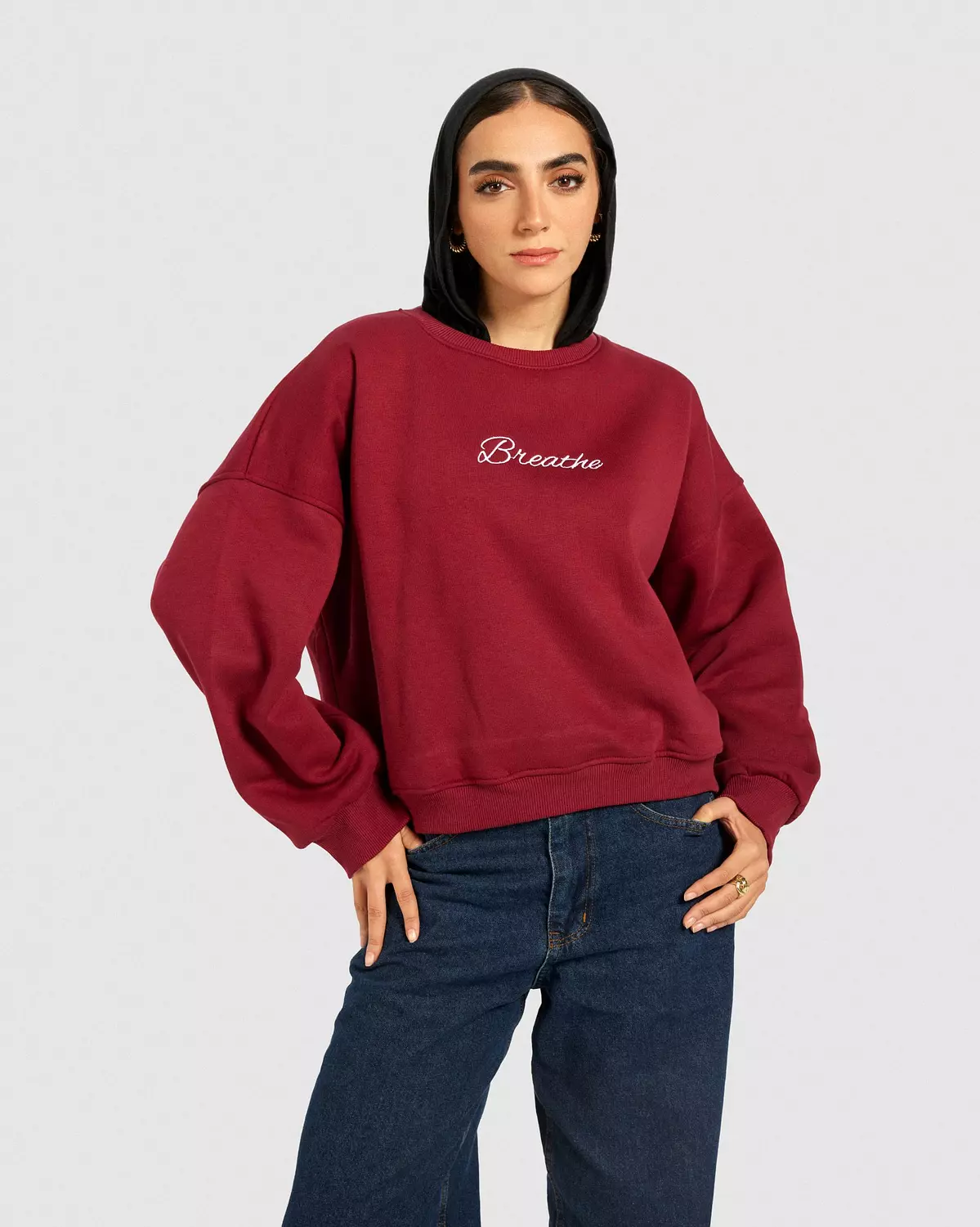 	 Cut it sweatshirt in Burgundy hover image