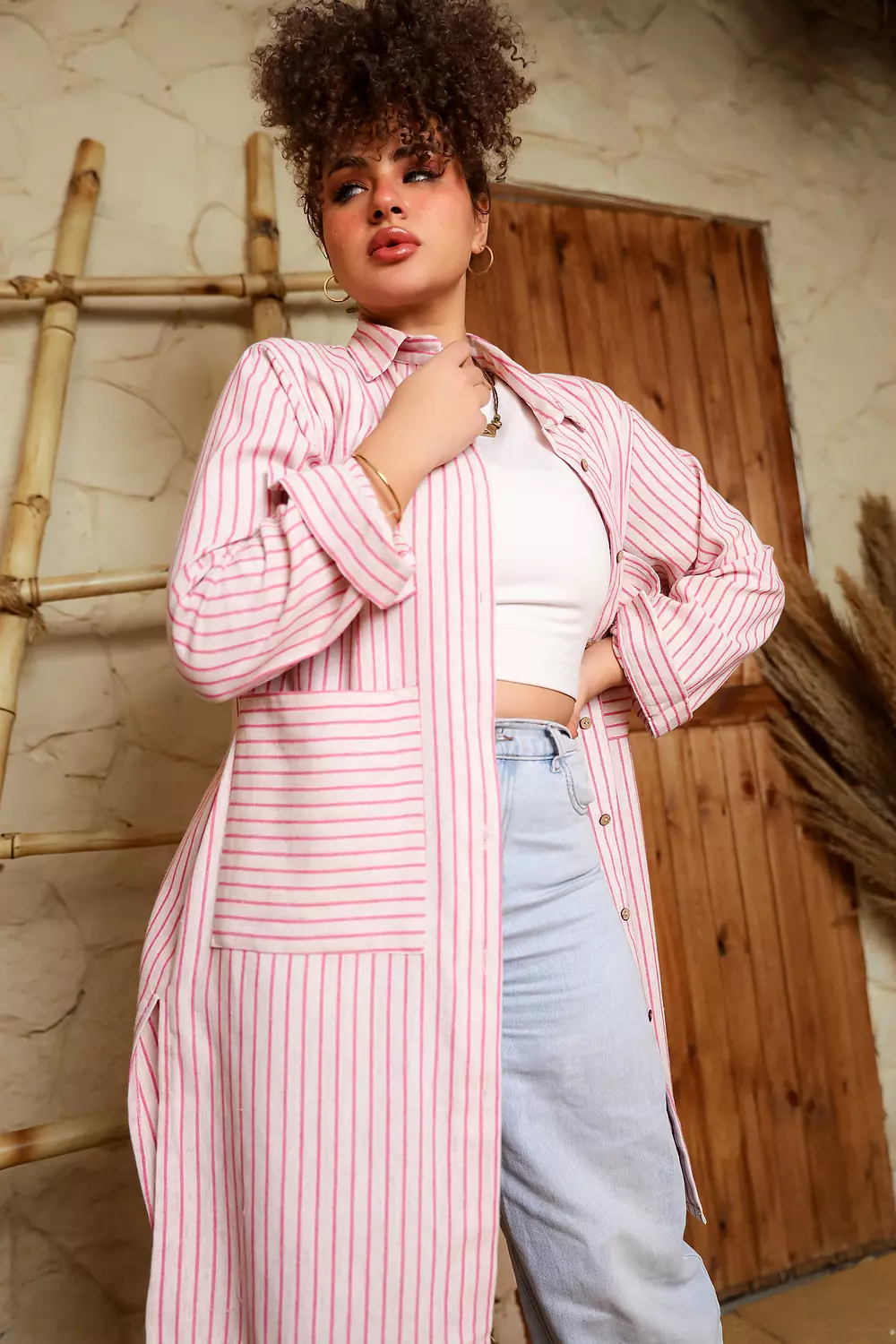 Stripped pocket chemise  image