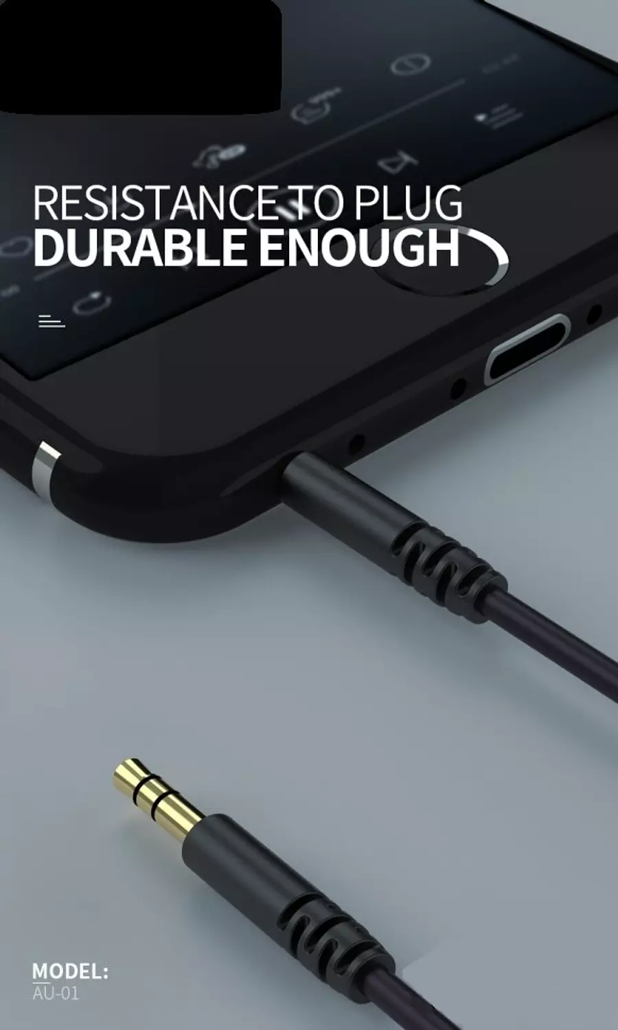 Celebrat AU-01 3.5mm AUX Audio Cable, HD Sound, Gold-Plated, 100CM 4