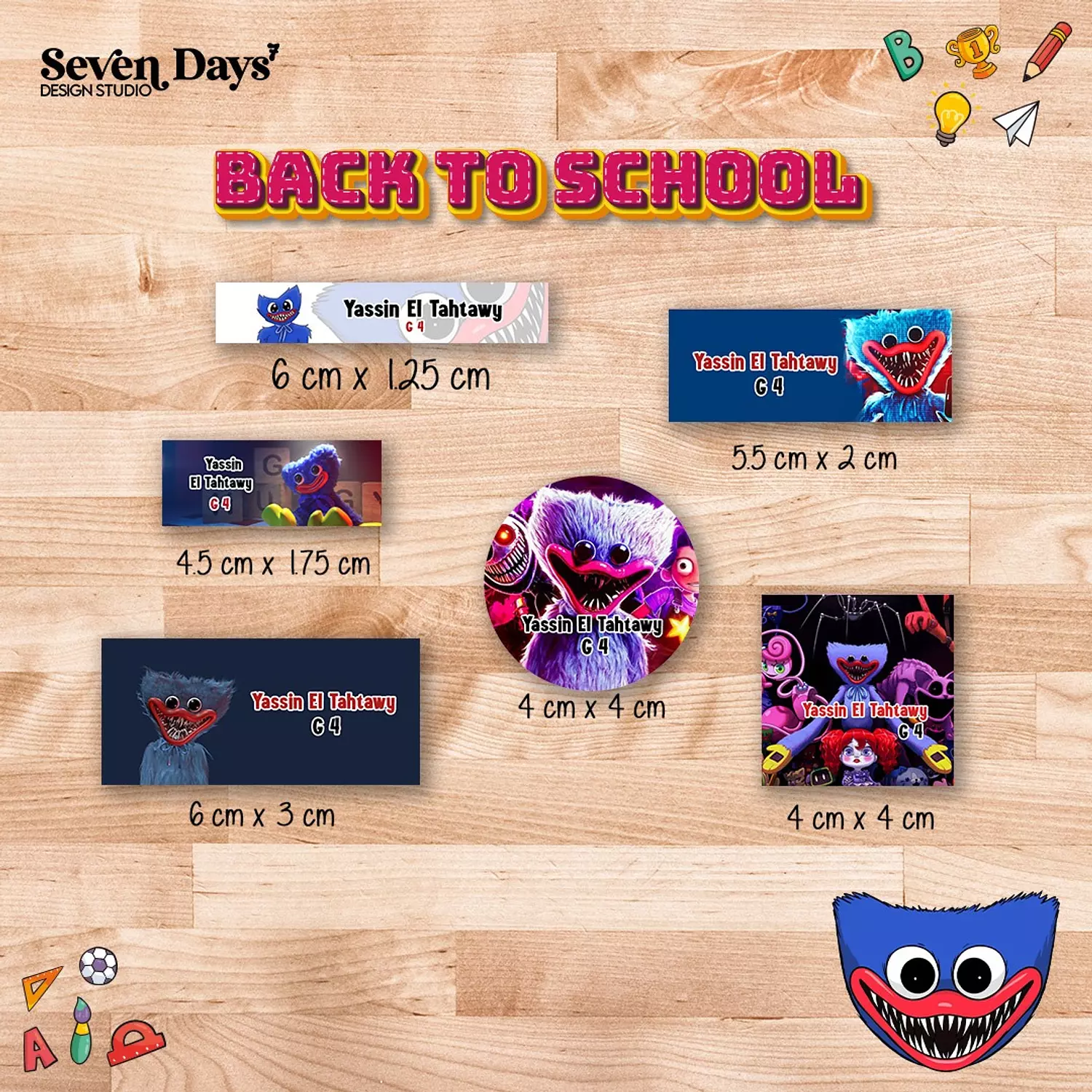 Huggy Wuggy Poppy Playtime School Labels image