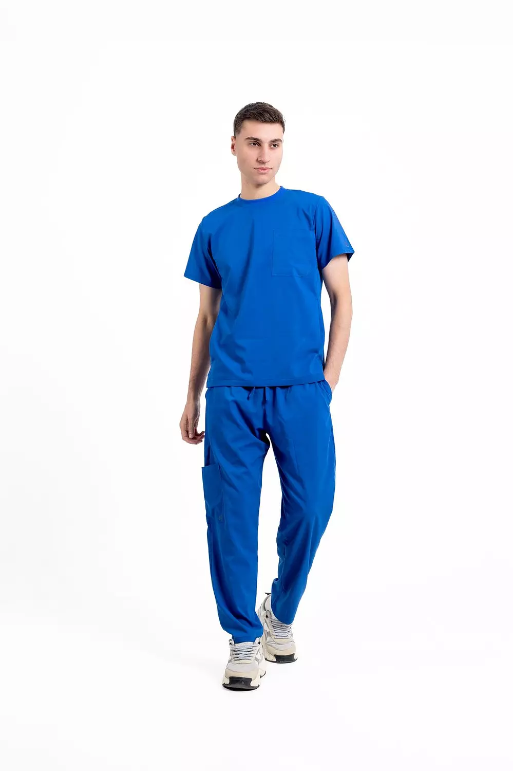 <p><strong><span style="color: rgb(93, 92, 90)">Premium Rounded Neck MJ Scrub - Blue</span></strong></p>