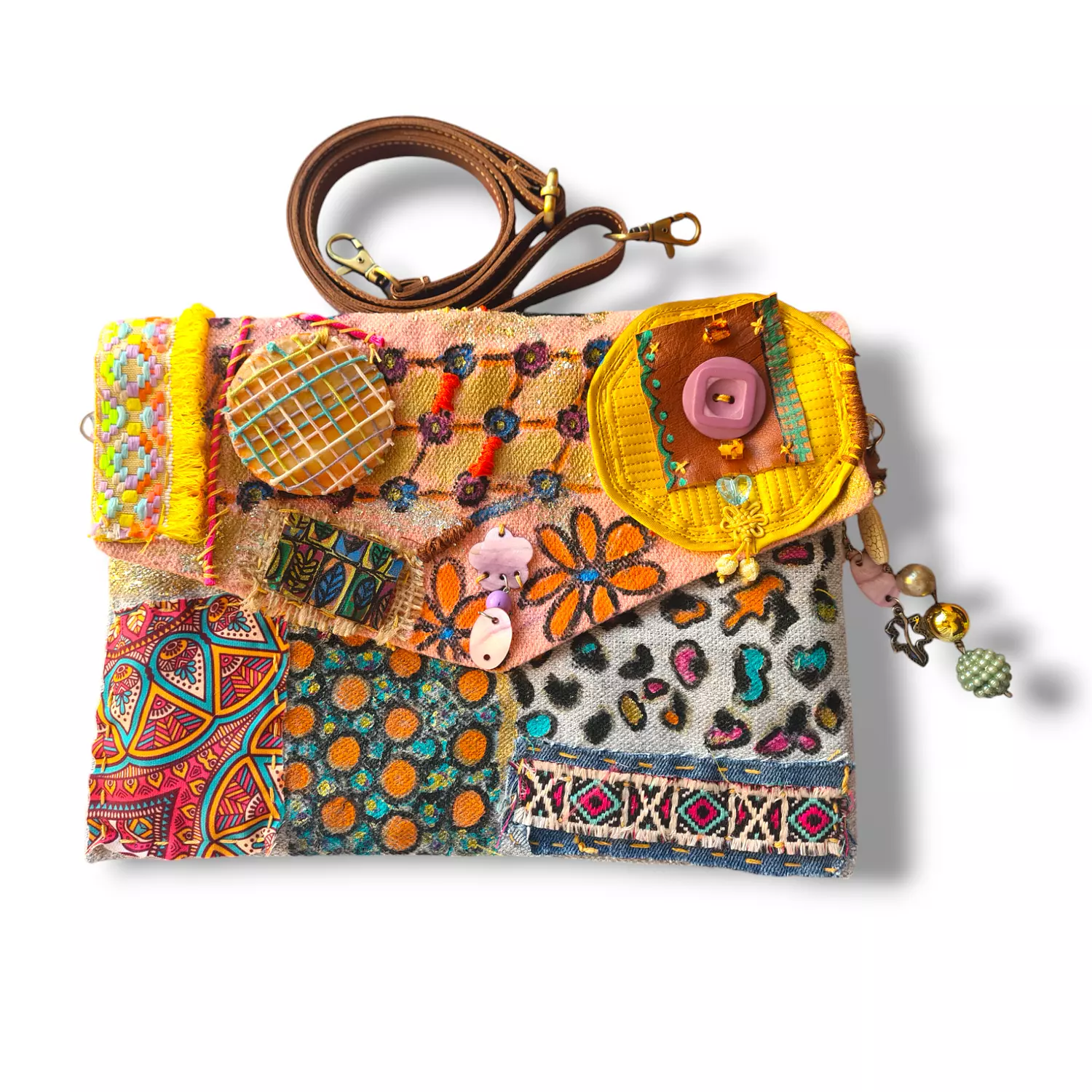 Mixed media fabric clutch bag  image
