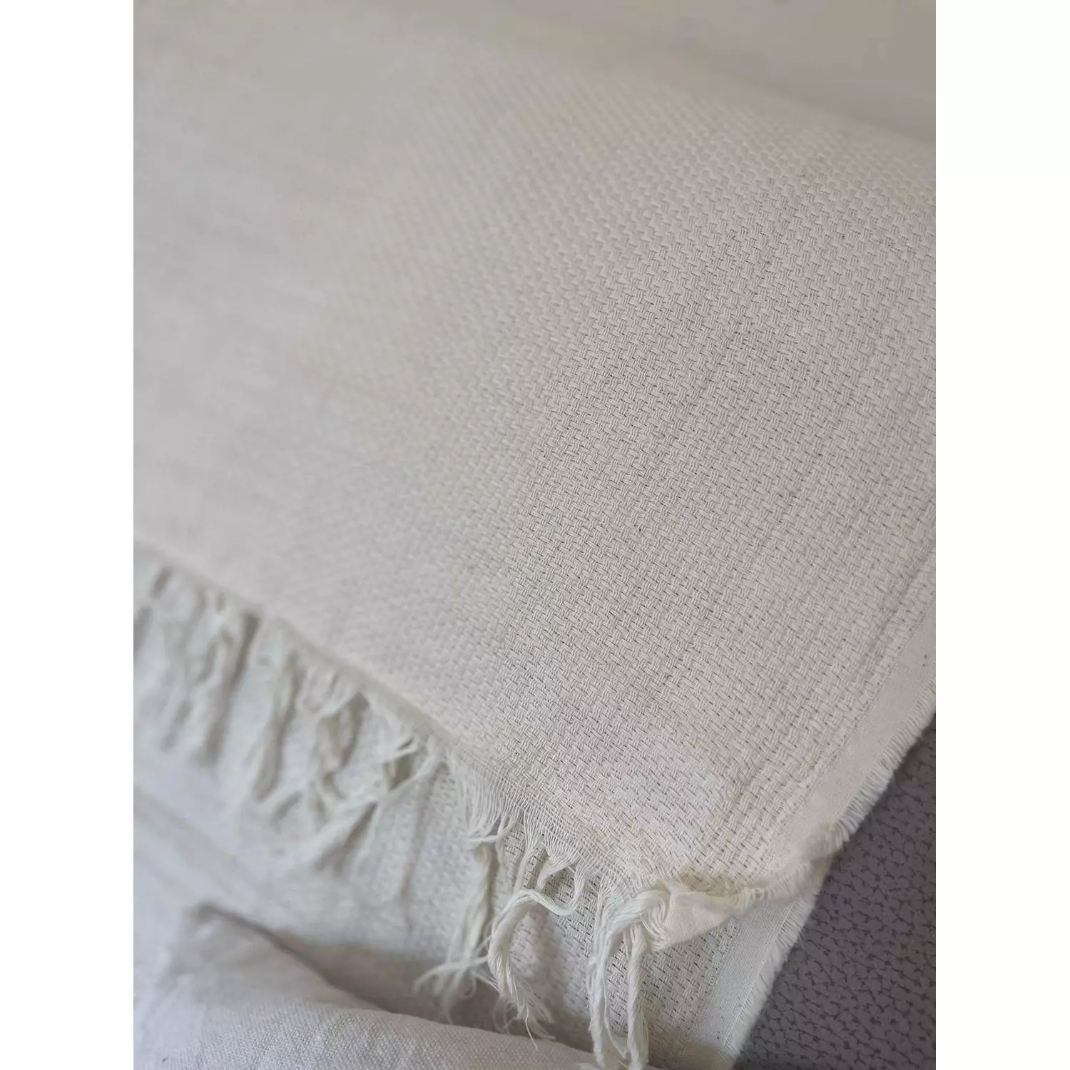 Off white linen and cotton throw 1