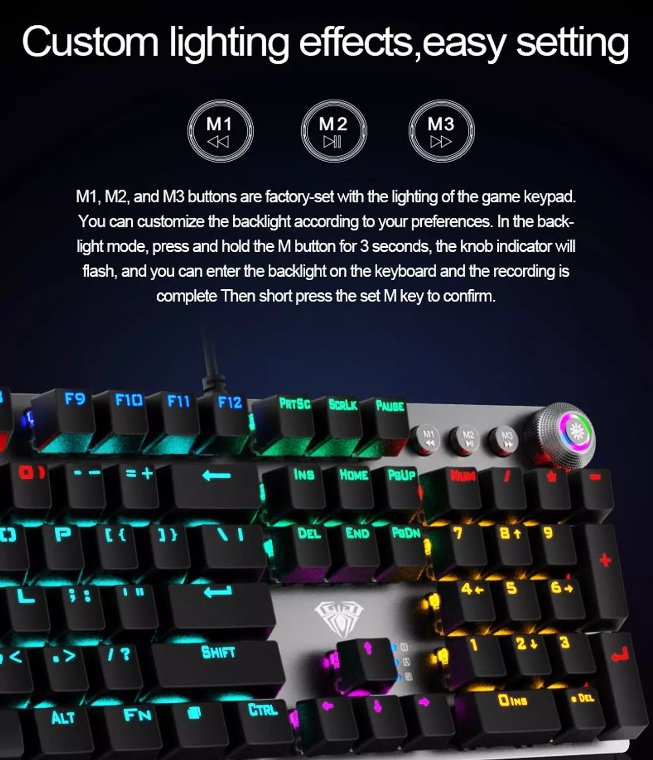 Mechanical Gaming Keyboard Aula F2088 with RGB lights - 108-Key  5