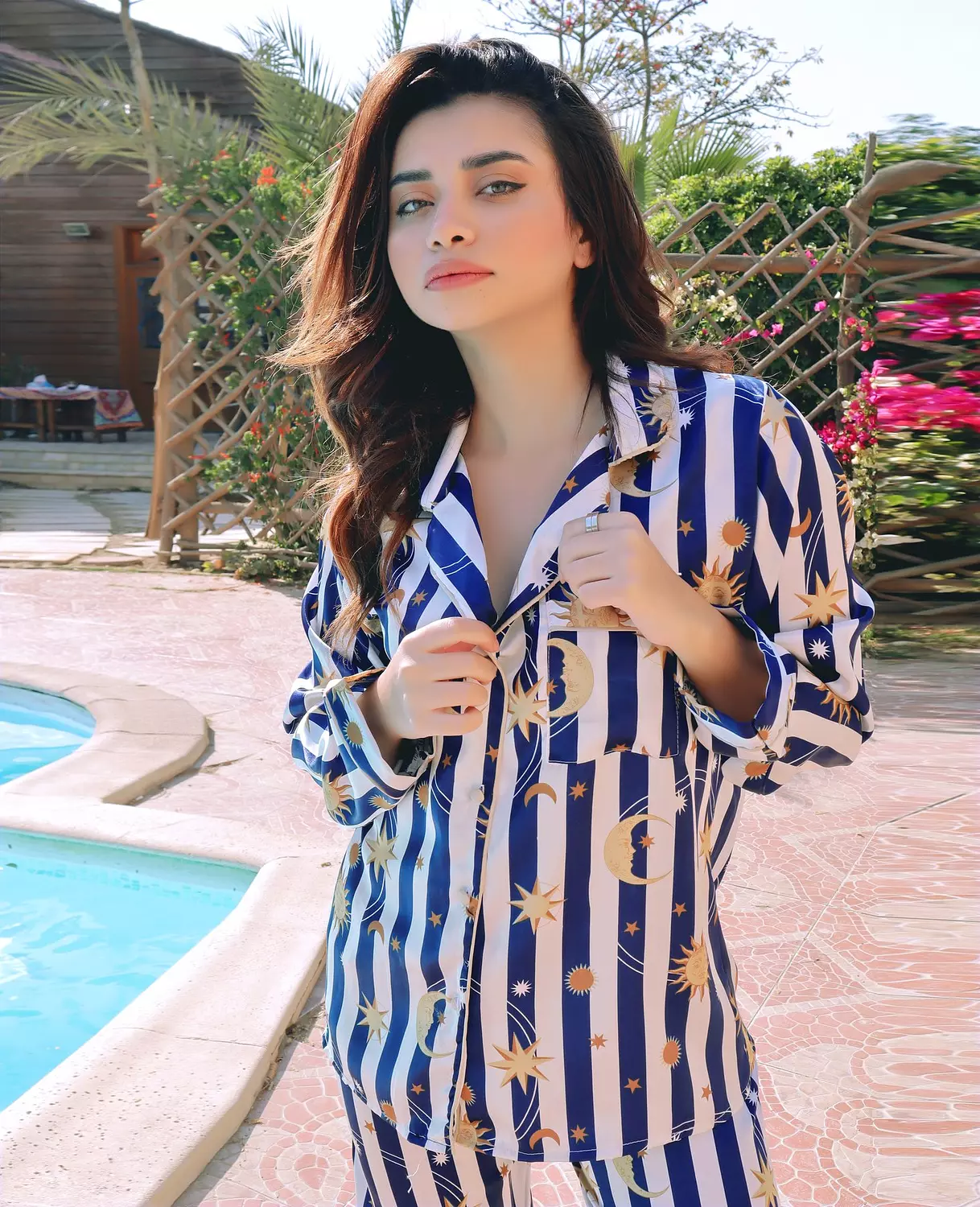 Celestial Stripe Satin Pajama 5