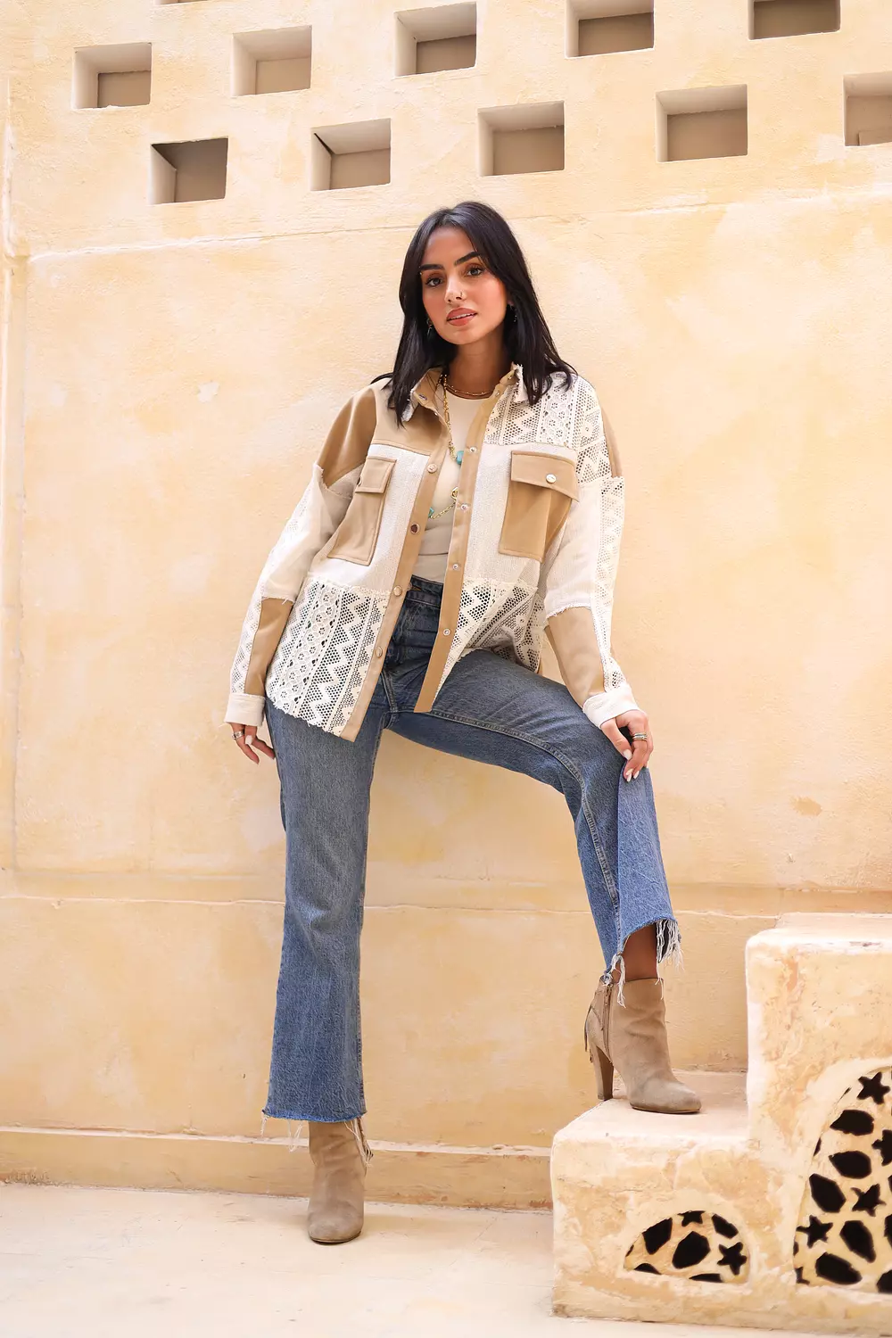 Patches chemi-jacket in beige image