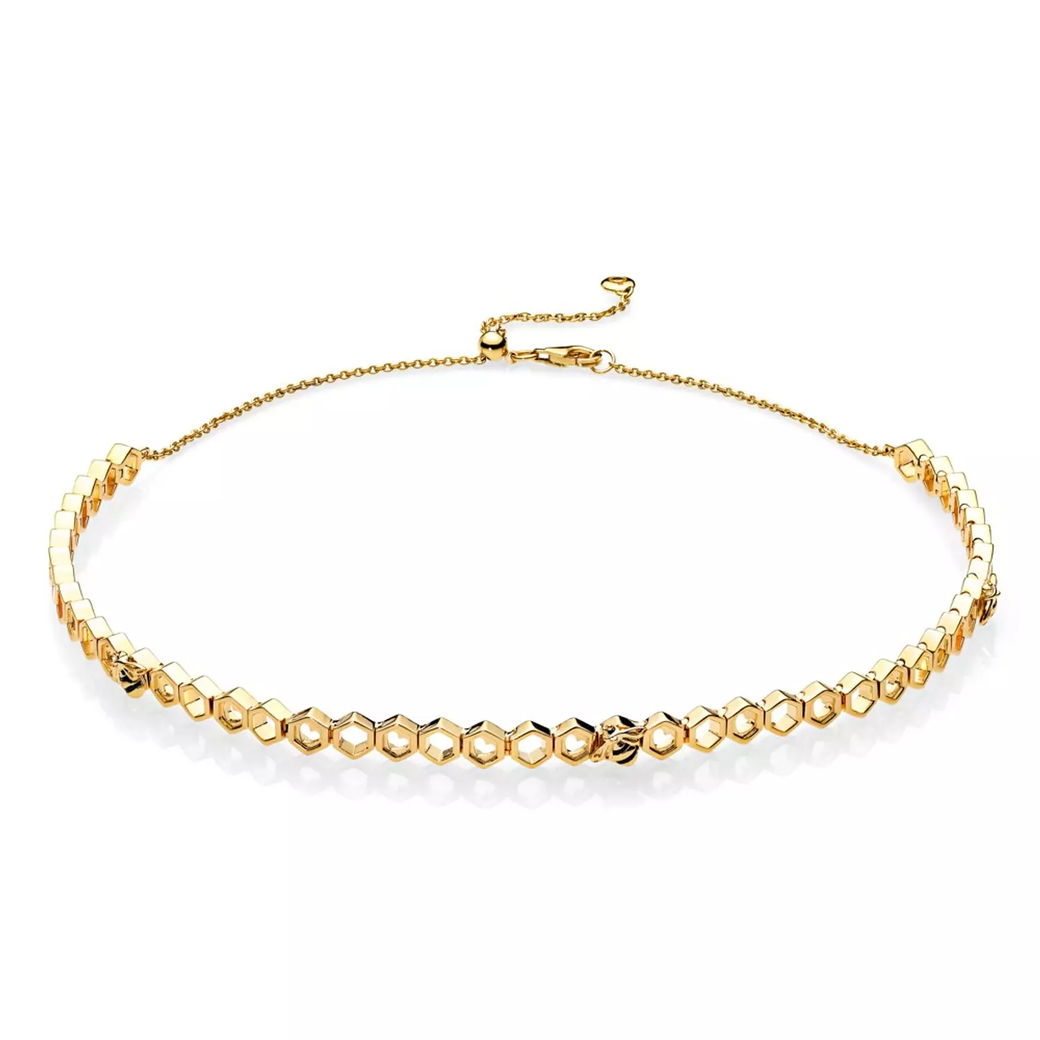 Bee and honeycomb PANDORA Shine choker with black enamel image