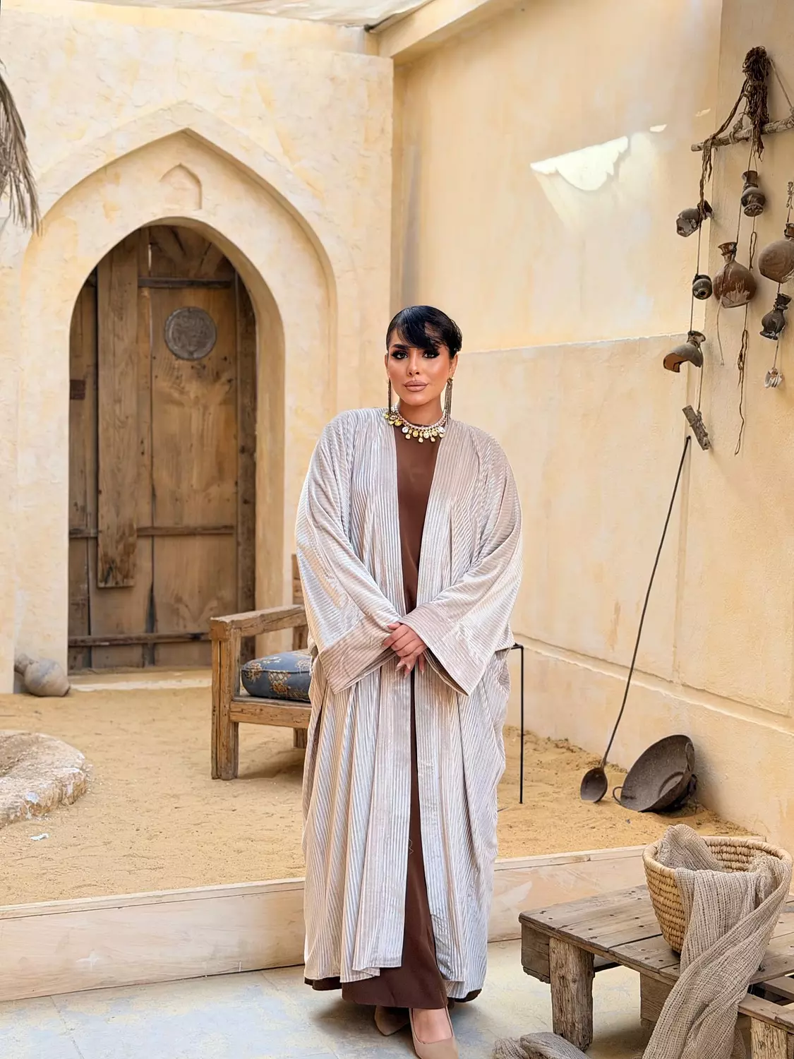 Al Aseel Kuftan In Champagne Cream image