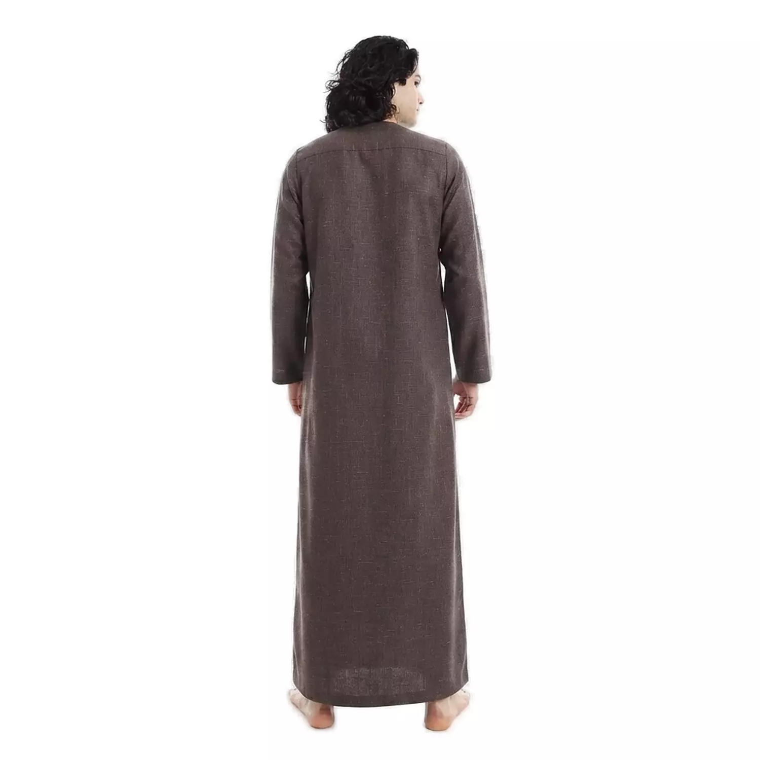 Men Galabeya Long Sleeves - Linen - 2326 - Dark Brown 4