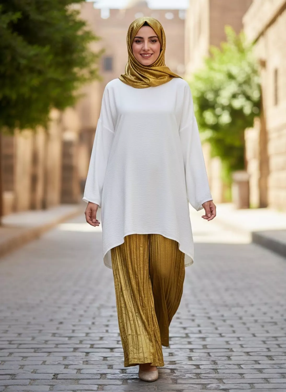 Satin crinkle pants 2