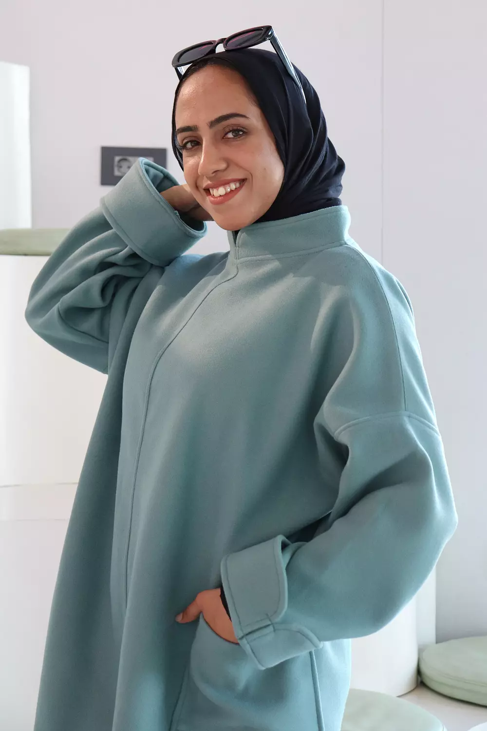 Aqua Long Wool Tunic 6
