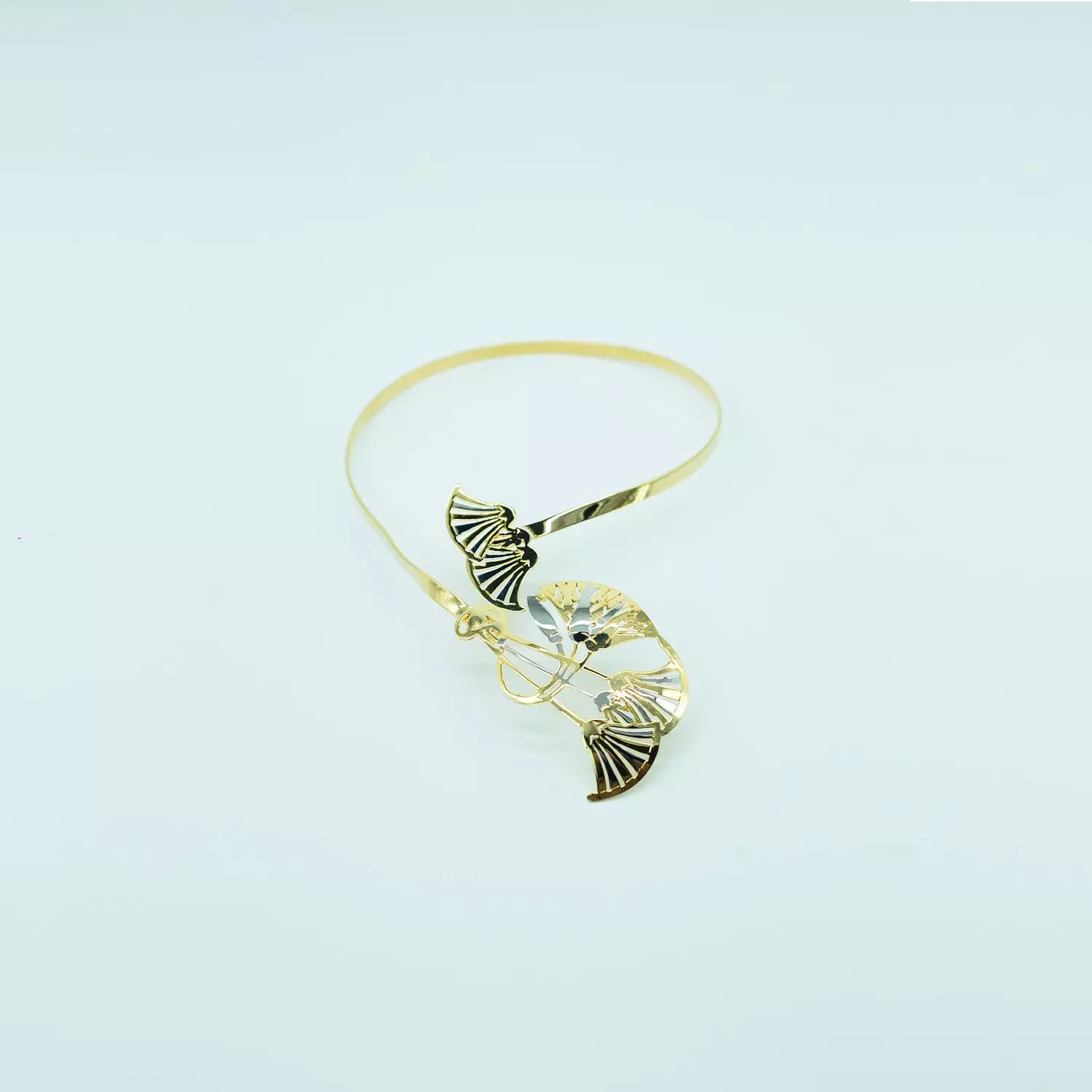 Gold and Platinum Plated Hand-Drilled Brass Chain - 60 cm - Lotus Flower image