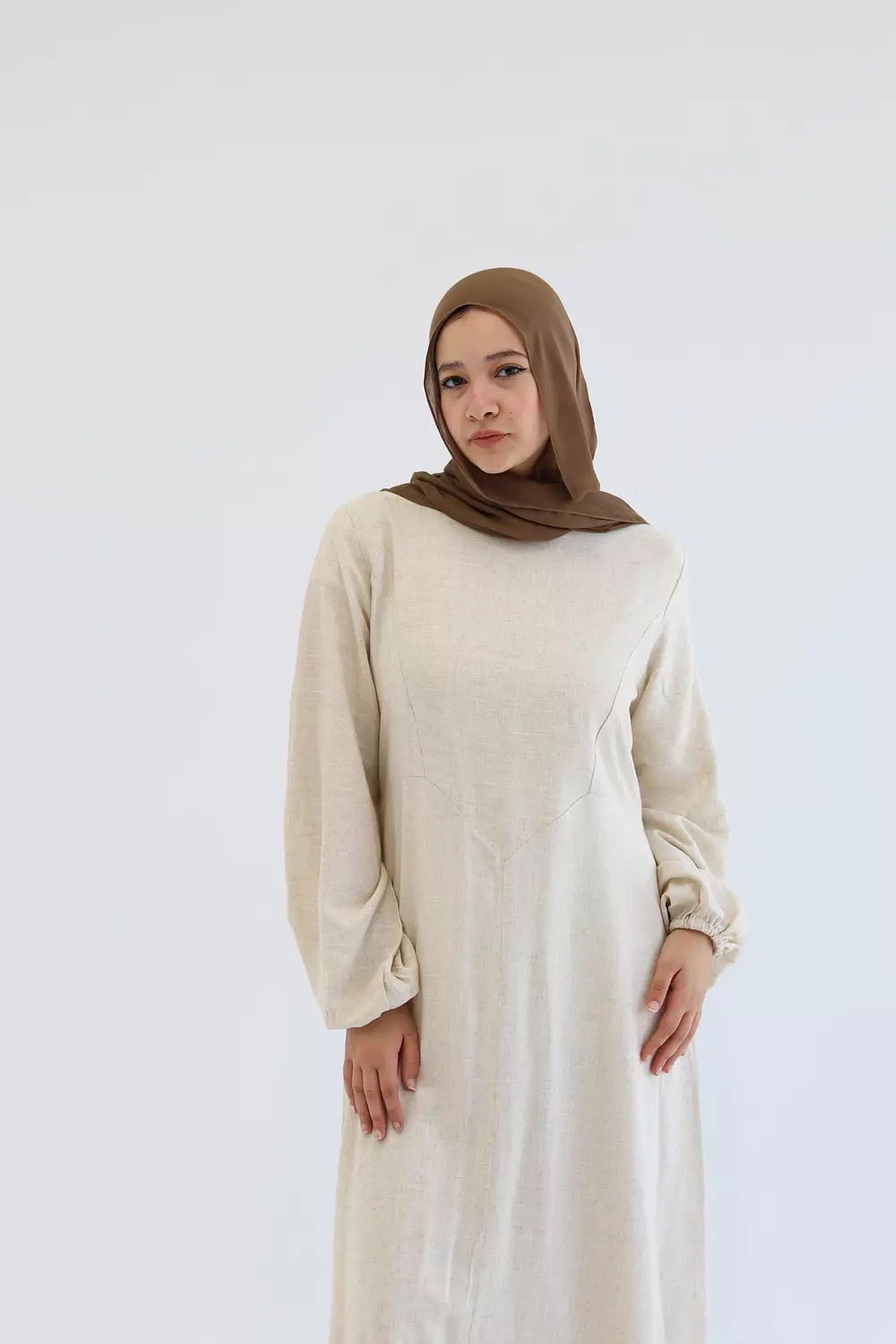 Beige Pure Linen Dress  6