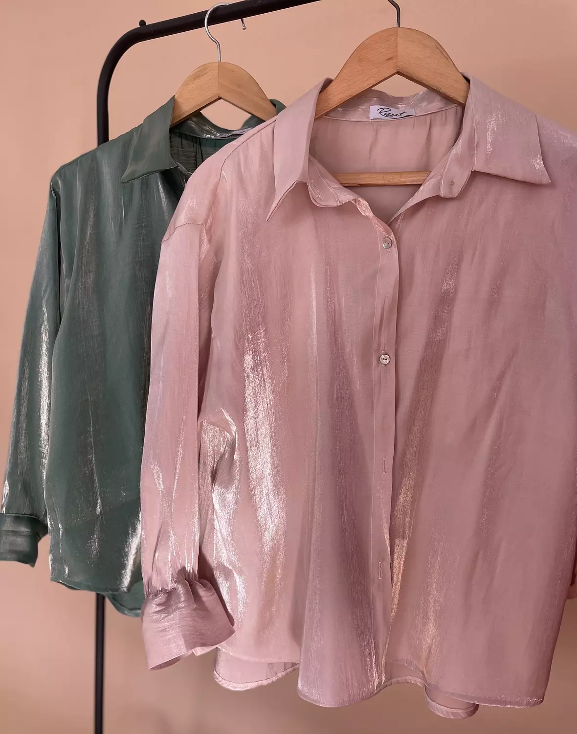 Oversized Metallic Shirt - Pink Shimmer image