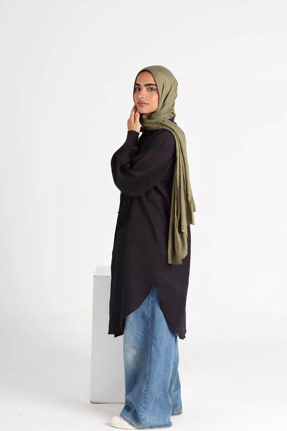 Oversized Black Shirt with Lace 6