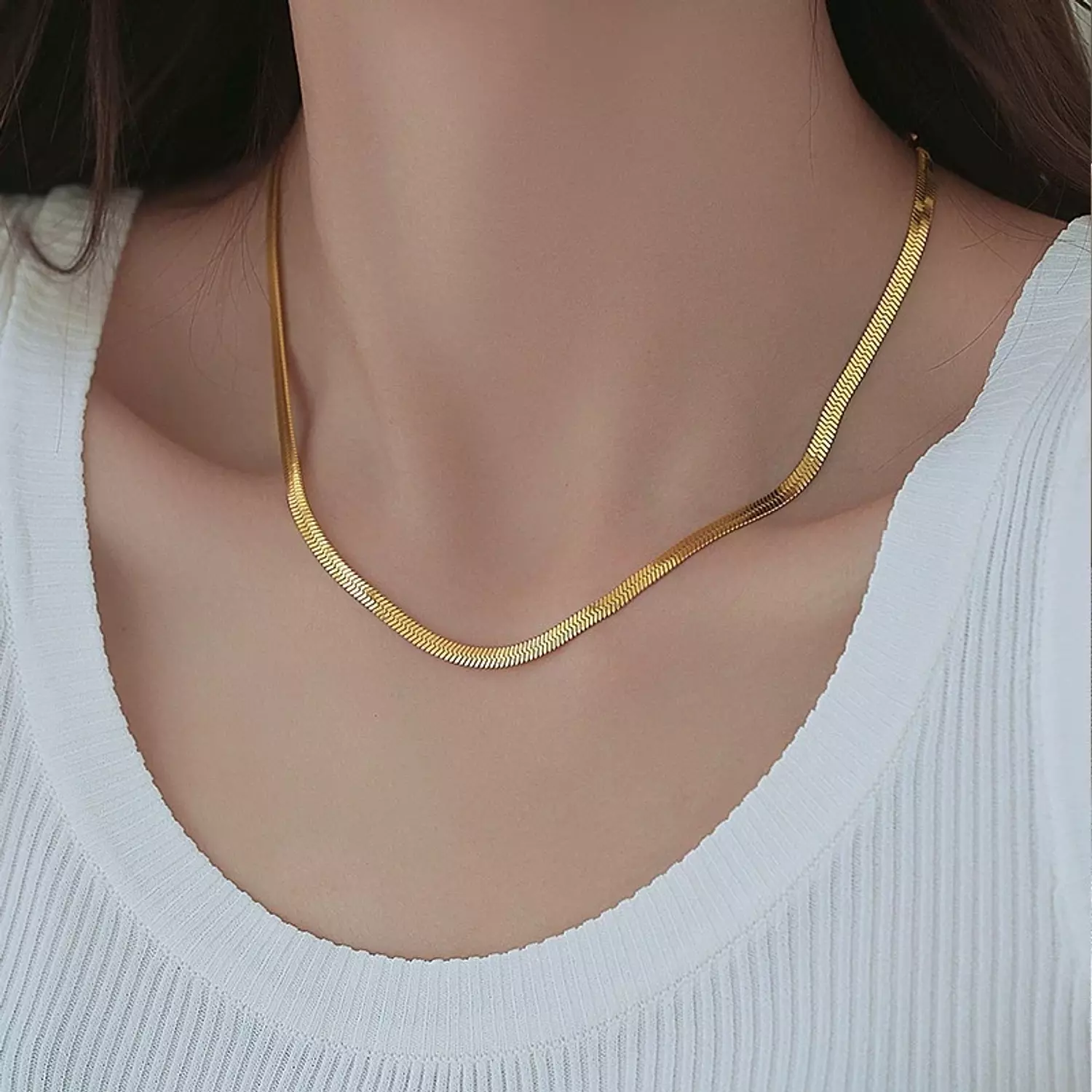 Flat snake chain necklace 2