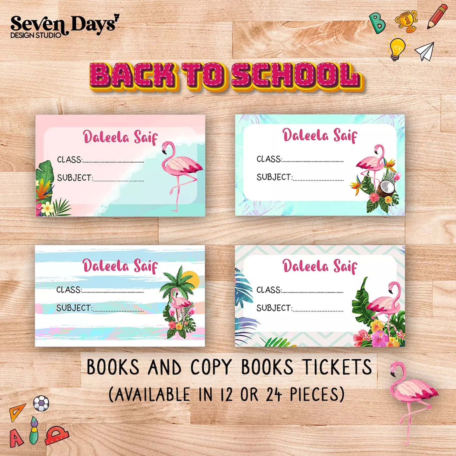 Flamingo 2 School Labels  1