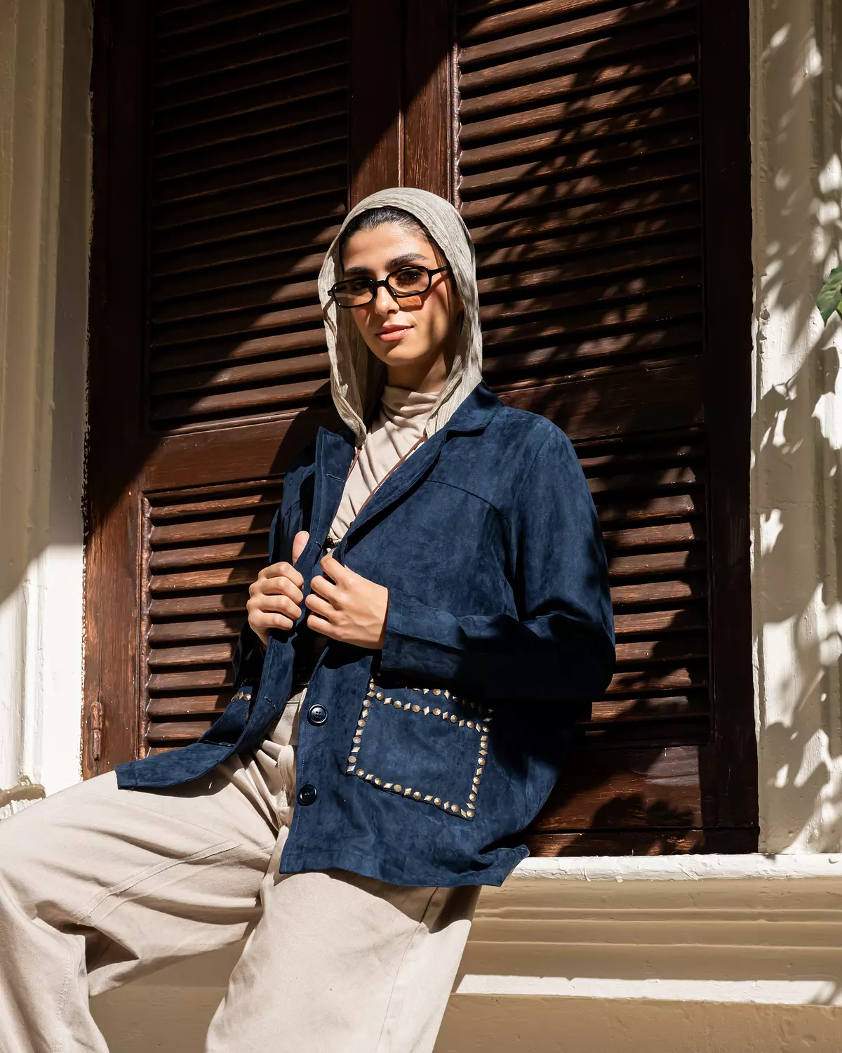 Studded Jacket in Navy 4